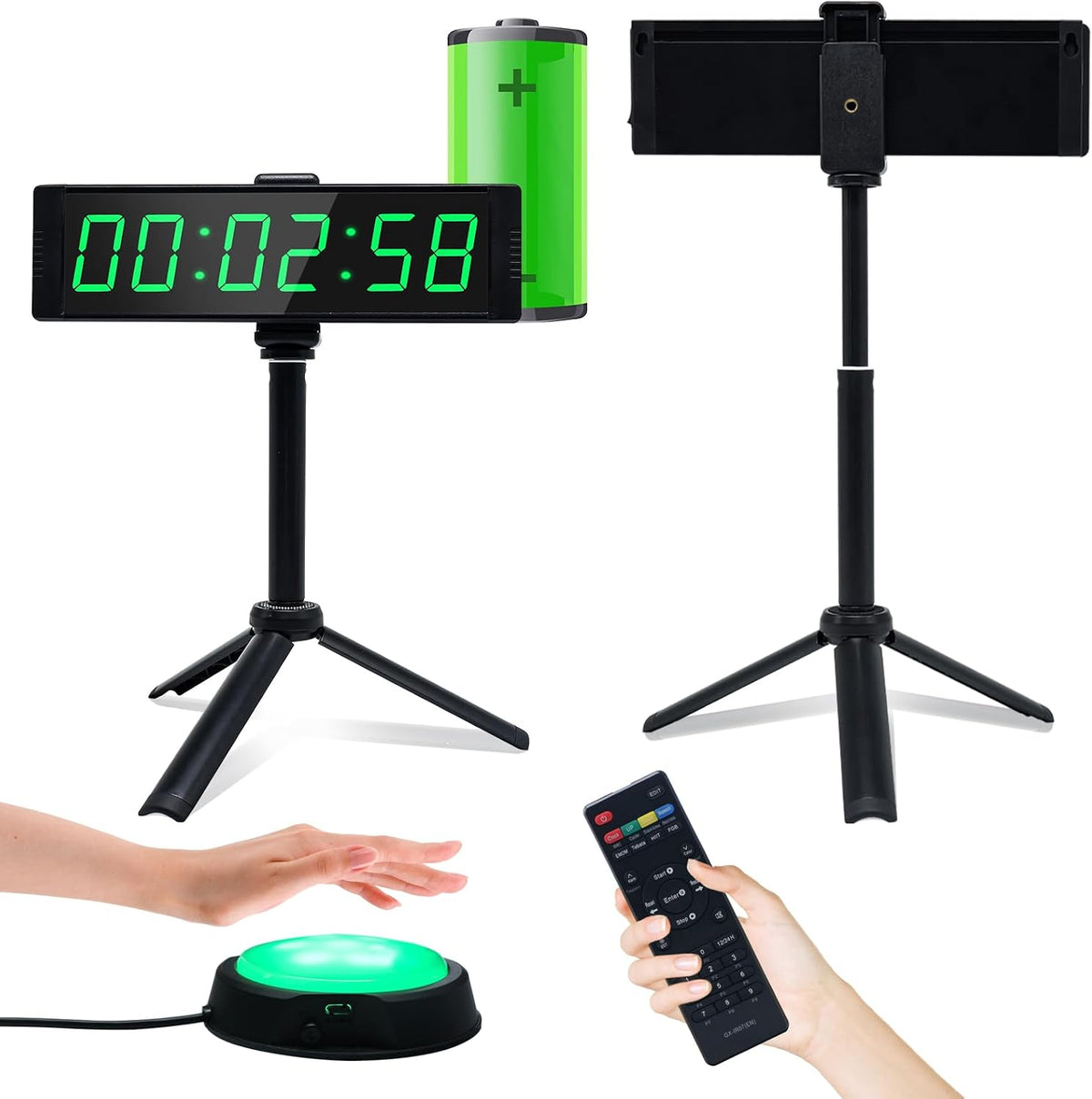 YZ Gym Timer Clock for Home Gym, Fitness Timer with Stopwatch Button, Large Digital Stopwatch Countdown Clock, 12/24H Digital Wall Clock