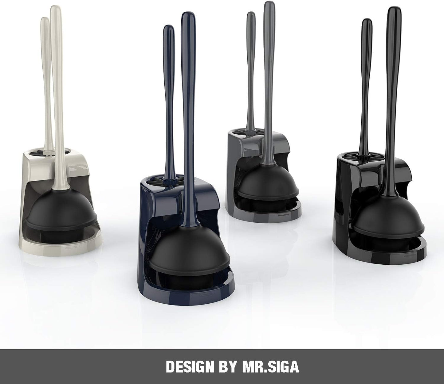 MR.SIGA Toilet Plunger and Bowl Brush Combo for Bathroom Cleaning, Gray, 1 Set