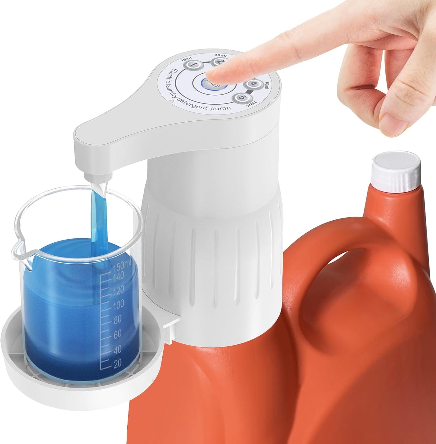 Arlion Detergent Dispenser, Auto Laundry Detergent Dispenser with Silicone Washable Laundry Measuring Cup Graduated Cup, No Waste, USB Rechargeable, Ideal for Laundry Room Organization (Yellow)