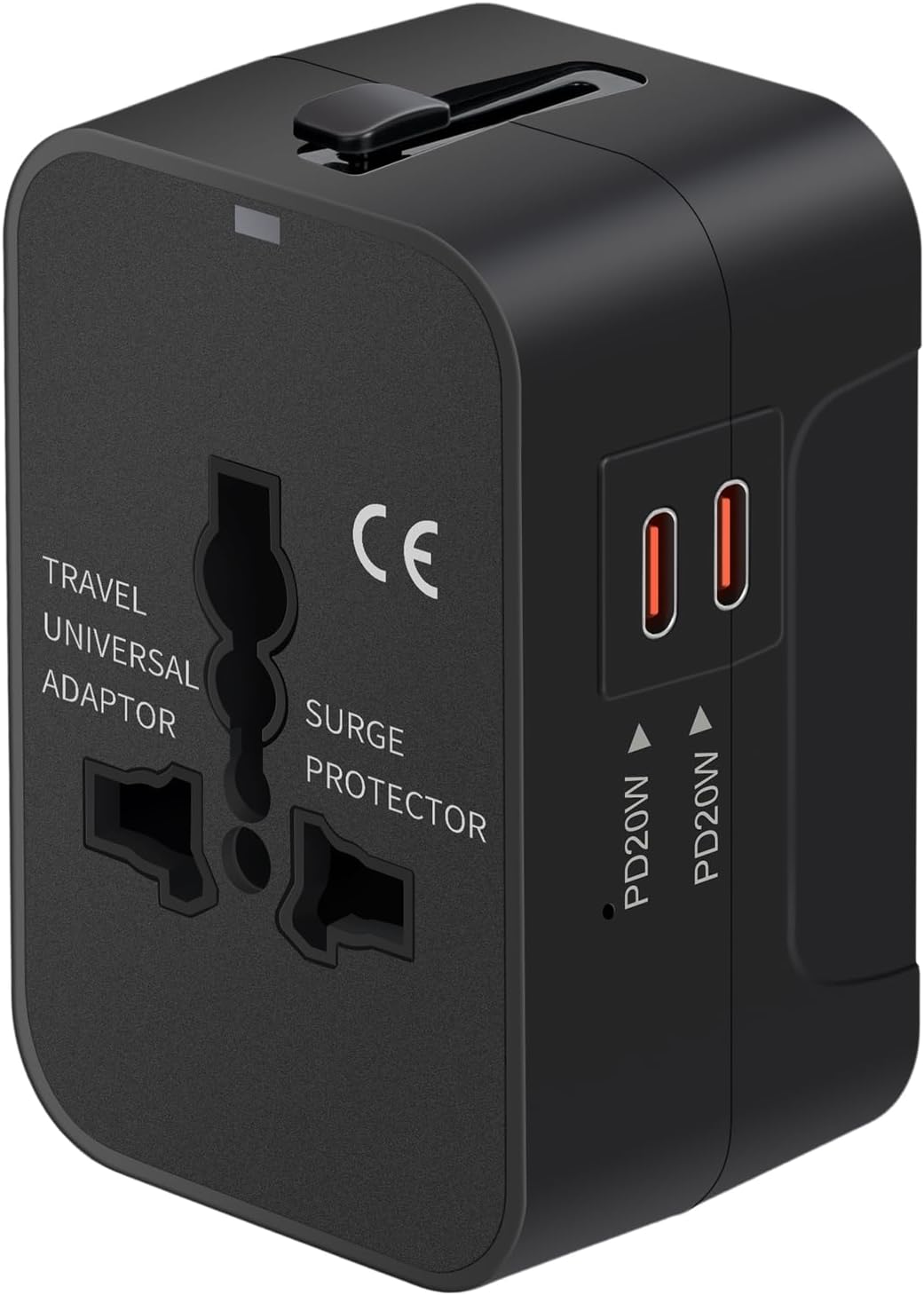 Travel Adapter USB C, Universal All in One Worldwide Travel Adapter Fast Charge GaN PD3.0 Type C USB-A Quick Charging Ports Power Converters Wall Charger AC Power Plug Adapter for USA EU UK AUS Black