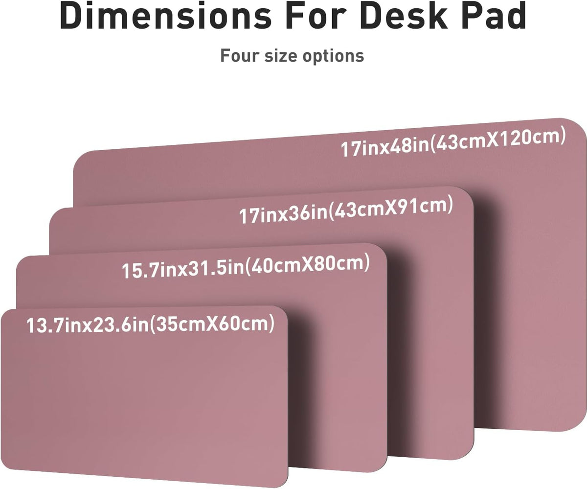 Aothia Leather Desk Pad Protector, Mouse Pad, Office Desk Mat, 31.5" x 15.7" Non-Slip PU Leather Desk Blotter, Laptop Desk Pad, Waterproof Desk Writing Pad for Office and Home (Dark Pink)