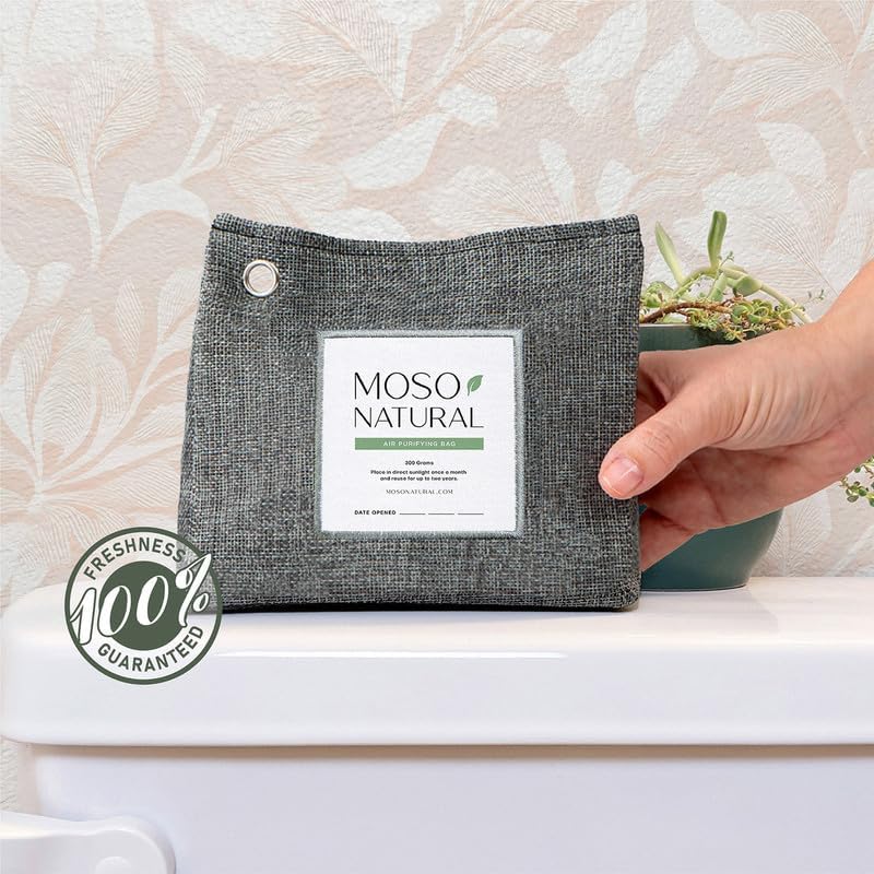 Moso Natural Air Purifying Bag 300g, Premium Charcoal Odor Absorber & Deodorizer for Closets, Bathrooms & Small Spaces — Lasts 2 Years, Pet Odor Eliminator for Home, Unscented Bamboo Charcoal Bag