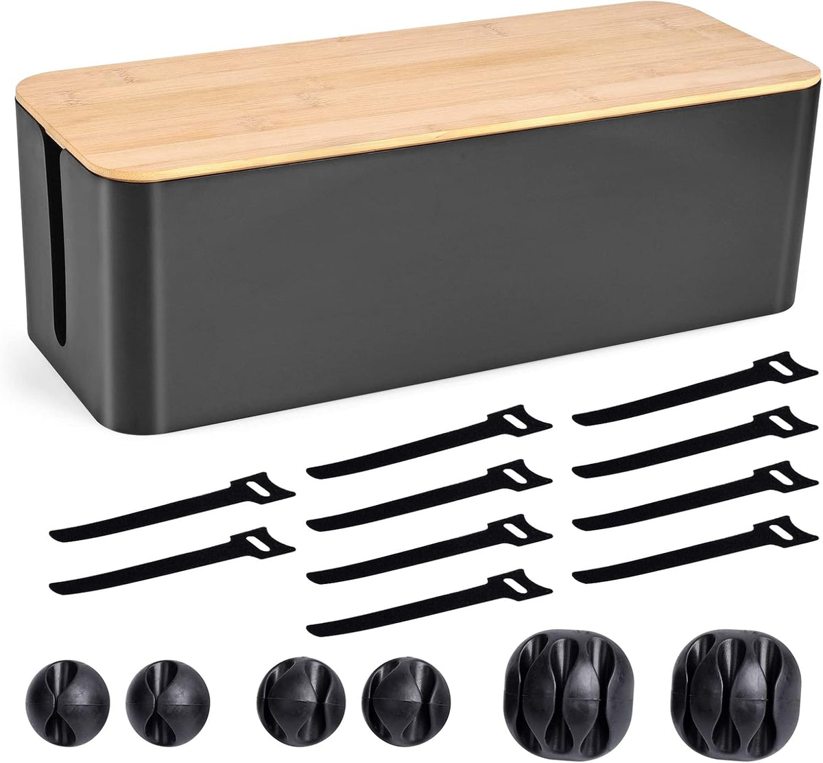 Tuwechen Cable Management Box, Wooden Style Cord Organizer Box
