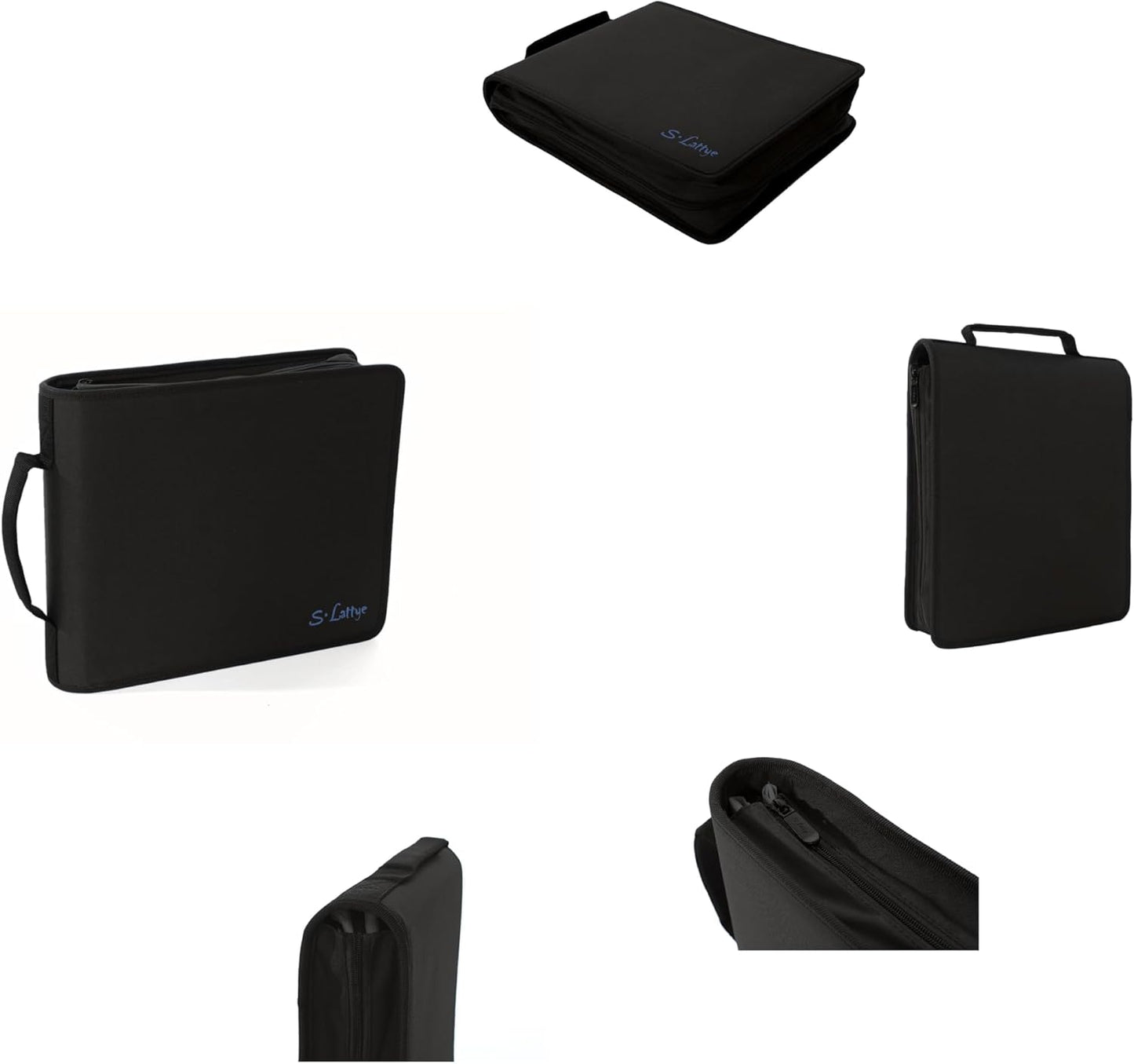 DVD CD Storage Case with Extra Wide Title Cover Pages for Blu Ray Movie Music Audio Disk (Portable Carrying Binder Holder Wallet Album Home Organizer Shelf)- Black, 192 Disk Units, 96 Booklet Pockets