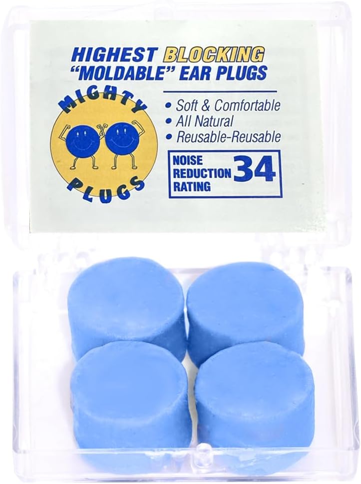 Pure Beeswax Earplugs – NRR 34 Noise Cancelling Ear Plugs for Sleeping, Snoring, Swimming & Loud Noise (12 Pairs)