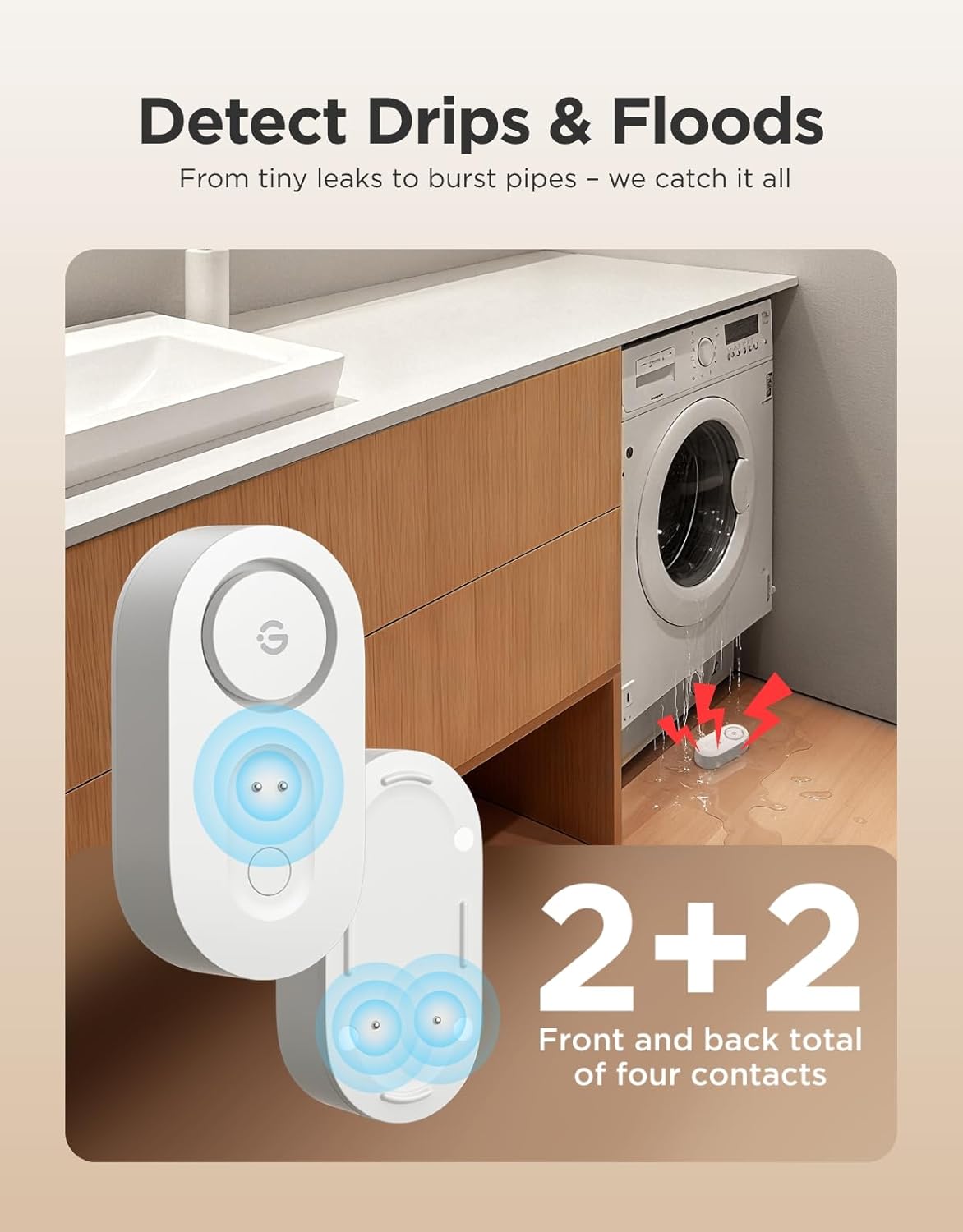 GoveeLife Upgraded Smart Water Leak Detector 1s with 1804 ft Ultra-Long Range, WiFi Water Sensor with SMS/Email/APP Push and Sound Alarm, 5-Year Battery Life, Suit for Home, Basement, Kitchen, 3 Pack