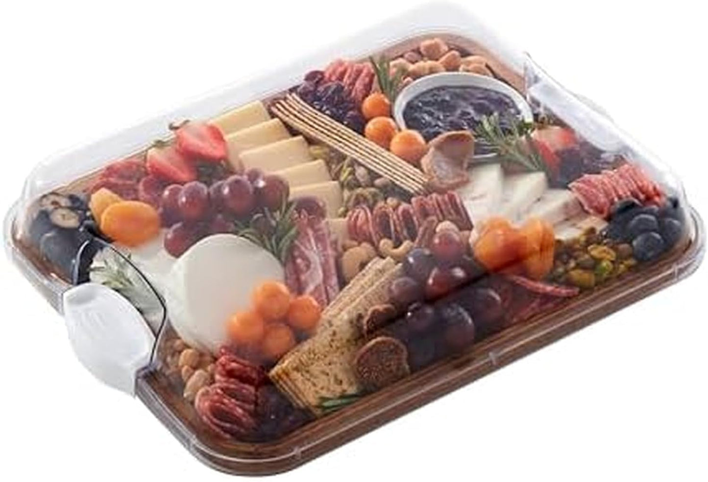 Farberware Build-A-Board Bamboo Cutting Board with Single Storage Compartment, Clear Locking Lid, Black Handles, Perfect for Charcuterie & Snacks