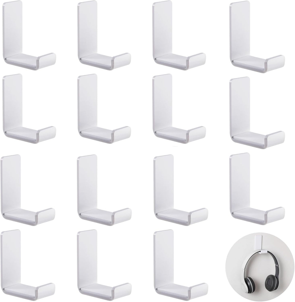 Weewooday 32 Headphone Hanger Wall Mount Stand with Adhesive Hook, Black