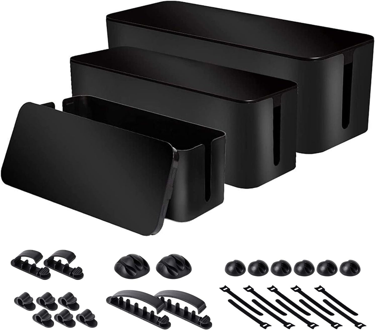 3 Pack Cable Organizer Box, Cable Management Box for Surge Protector