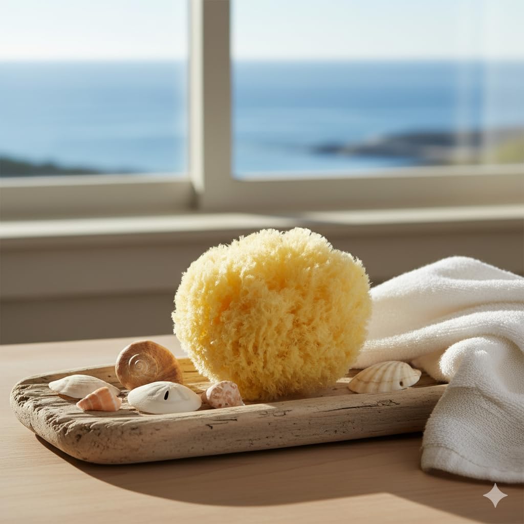 Sea Sponge for Bathing 5 inch-Softly Rough but Not Skin Irritating – Yellow, Natural Bath Sponge-Renewable Resource – Natural Sponge for Body and Shower-Lathers & Washes Really Well