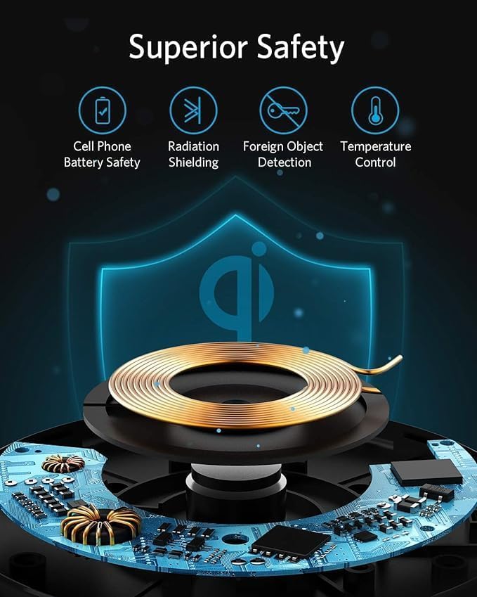 Anker 313 Wireless Charger (Pad), Qi-Certified, 10W Max Fast Charging for Samsung, Compatible with iPhone 16 Plus/15 Plus/14 Plus/12, AirPods (No AC Adapter, Not MagSafe Magnetic Charging Compatible)