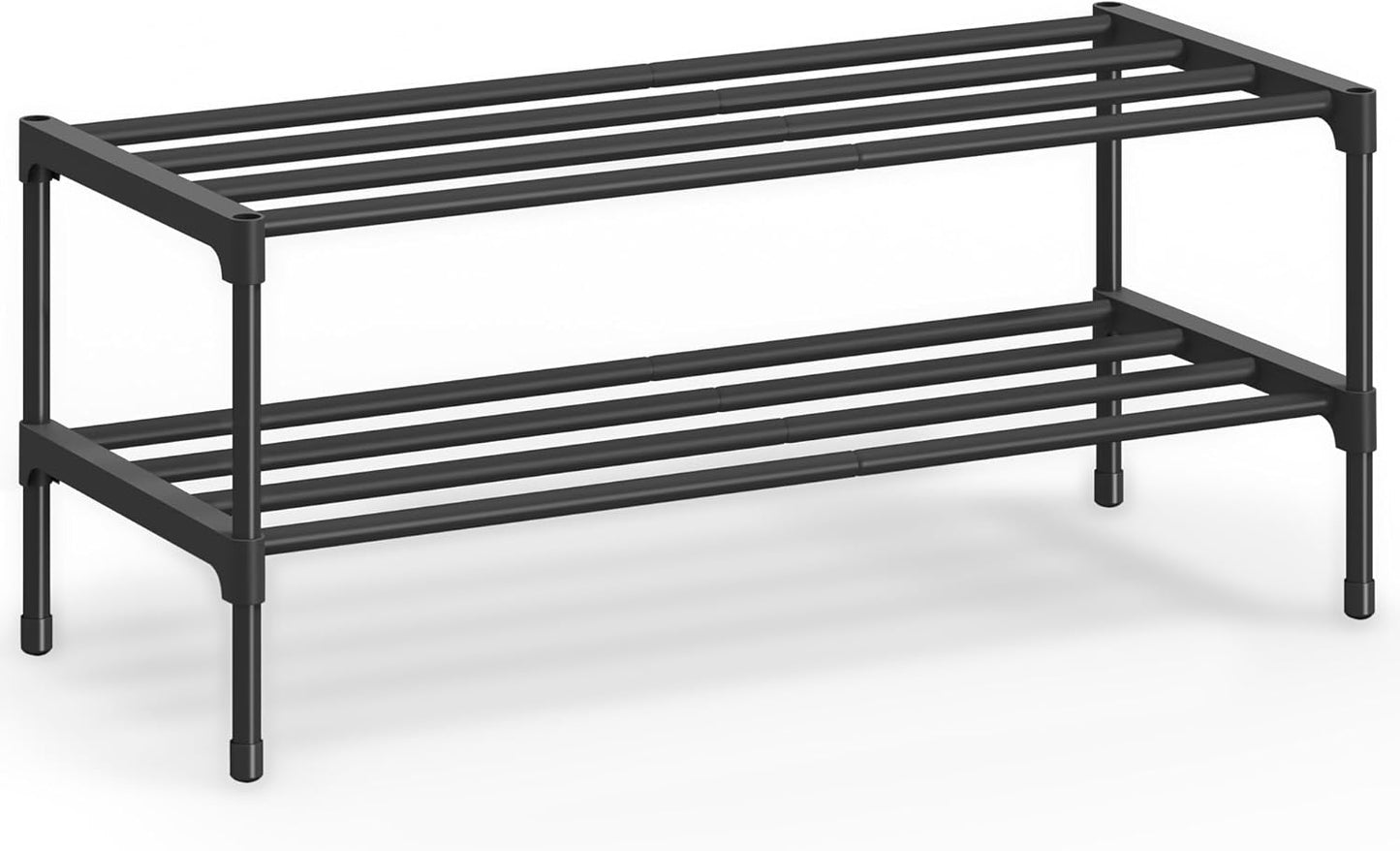 SONGMICS 3-Tier Shoe Rack for Closet, Compact Metal Shoe Organizer Shelf for Entryway, Bedroom, Small Spaces, Stackable, 11.8 x 24.5 x 19.1 Inches, Black ULSA123BH01