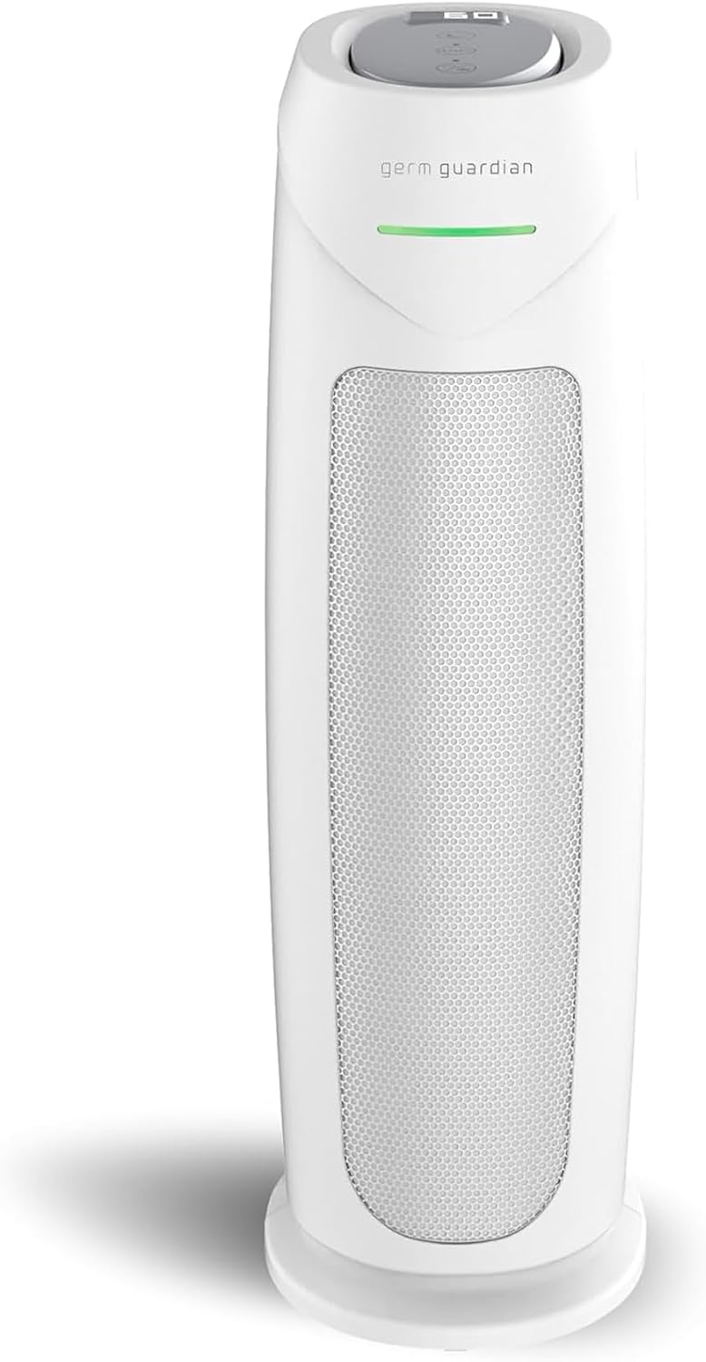 GermGuardian HEPA Indoor Large Room Air Purifier for Home - Pet Dander, Dust, Pollen, Smoke, and Odors in Bedroom, Office, and Kitchen - Air Quality Monitor and UV-C Light Combo - Black
