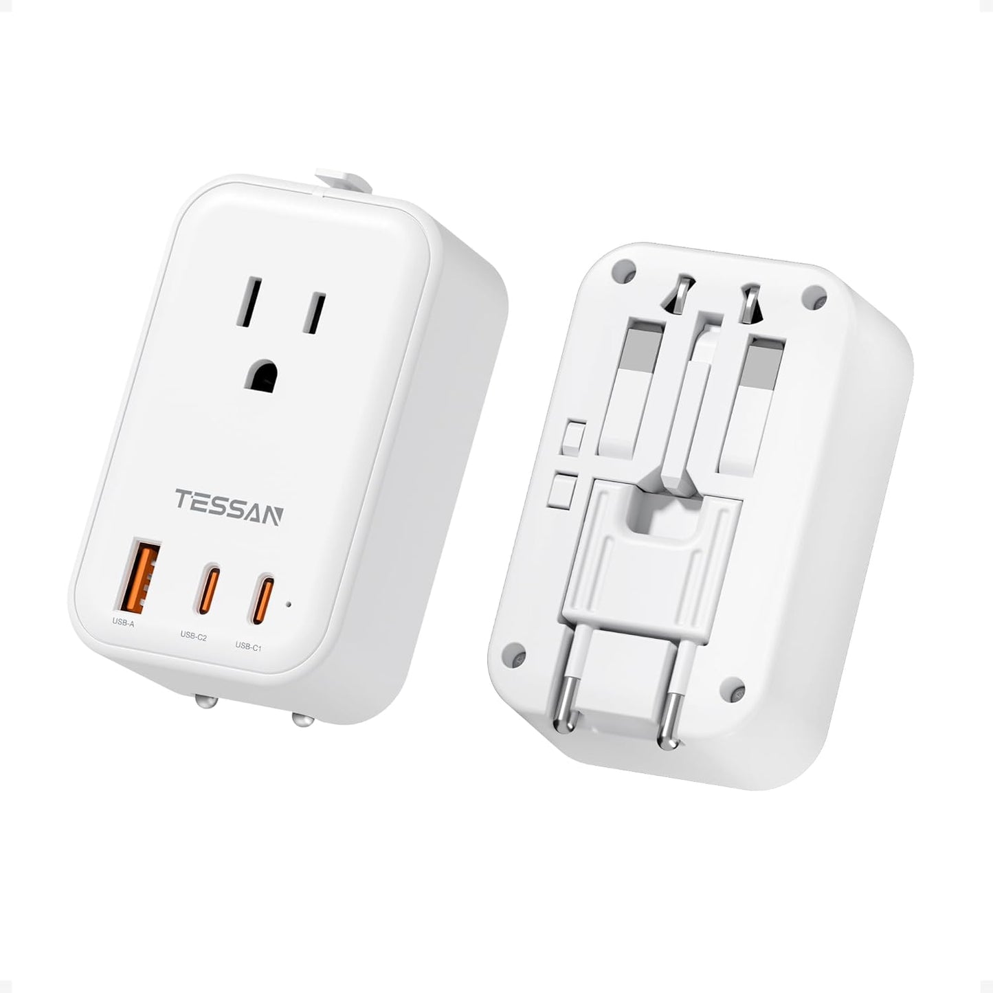 TESSAN Travel Adapter 009, PD 20W Universal Power Adapter 2 USB C 1 USB A, Ultra Thin International Plug Adaptor Worldwide Outlet for US to European UK Italy Spain New Zealand (Type C G A I), 1 Pack