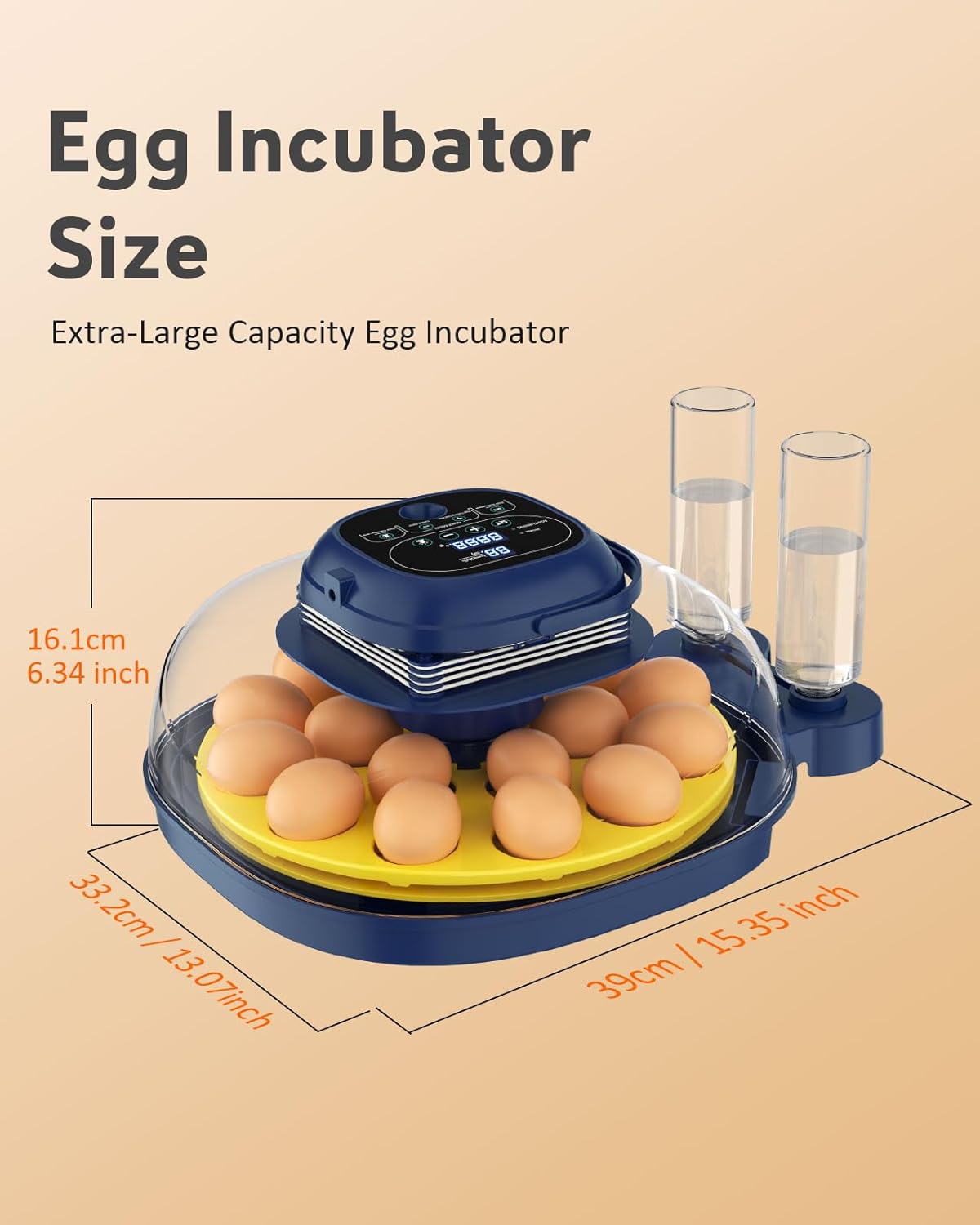 Egg Incubators for Hatching Eggs, Temperature & Humidity Control, Automatic Egg Turning for Hatch Chicken Duck Quail Pigeon Pheasant Partridge Home Classroom Lab with Water Bottle&Air Vent, 18 Eggs
