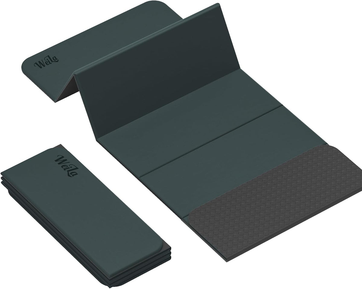 WEILA 1/2 Inch 70"x24" Foldable TPE Yoga Mat, Thick Non Slip Pilates Mat