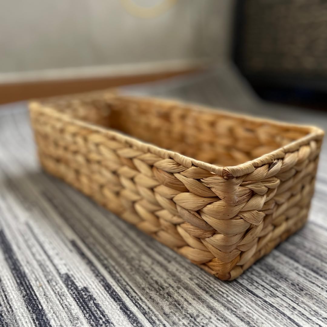 M4DECOR Set of 3 Wicker Toilet Paper Holders – Toilet Tank Basket, Back of Toilet Basket, Wicker Baskets for Storage and Decorative Bathroom Organization