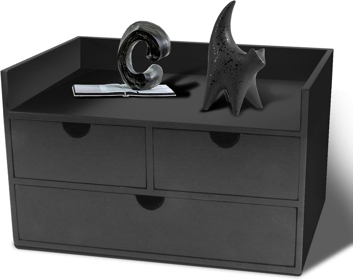 Charmewooden Bamboo Desk Organizer With Drawers Countertop Drawers Counter Storage Box Corner Desk Organizer for Home Office No Assembly Required
