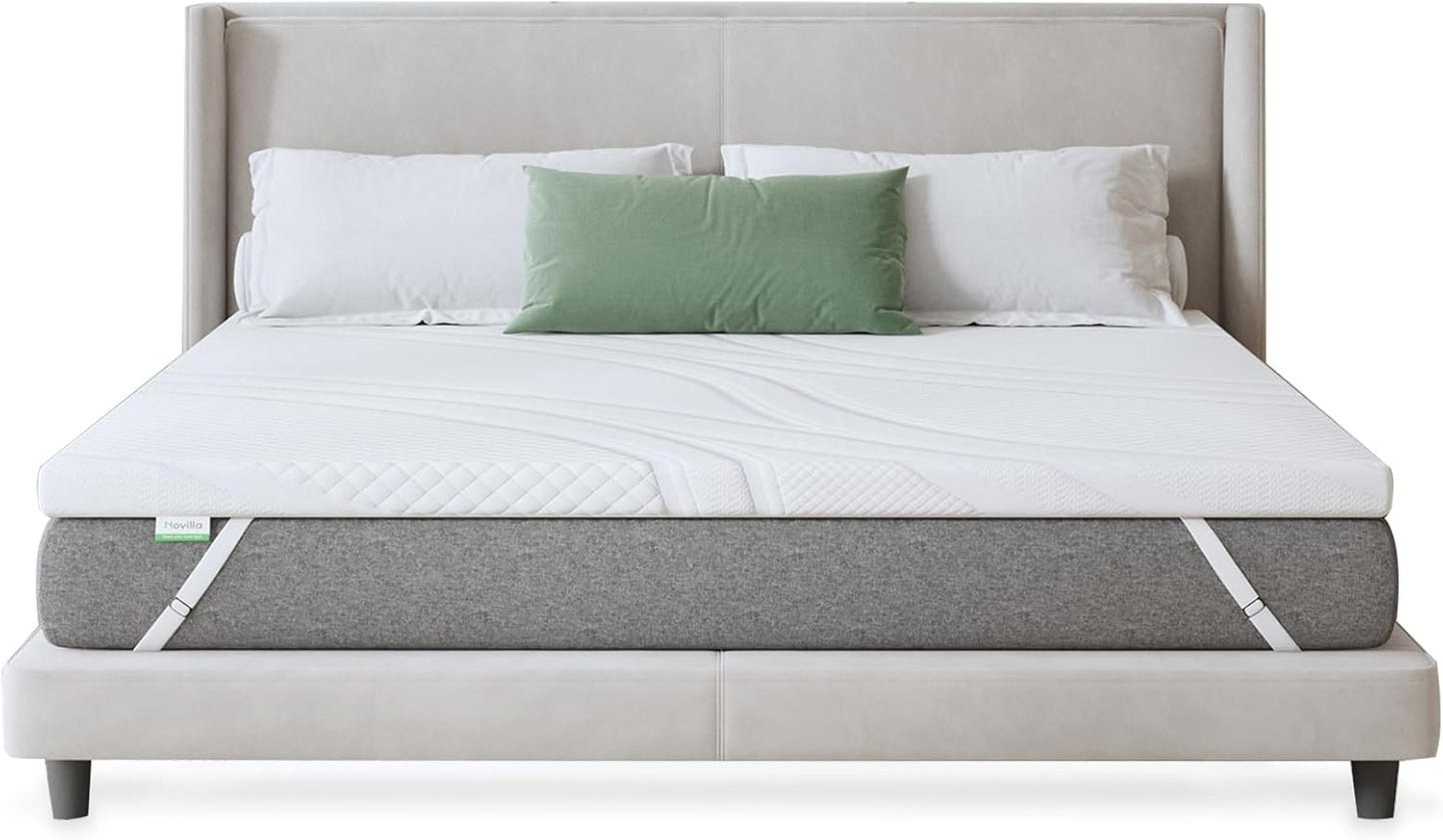 Novilla Twin Memory Foam Mattress Topper 3 Inch, Cooling Gel Infused, Ventilated Pressure Relief Pad, Medium Comfort for Sofa, RV, Camper, Dorm Room