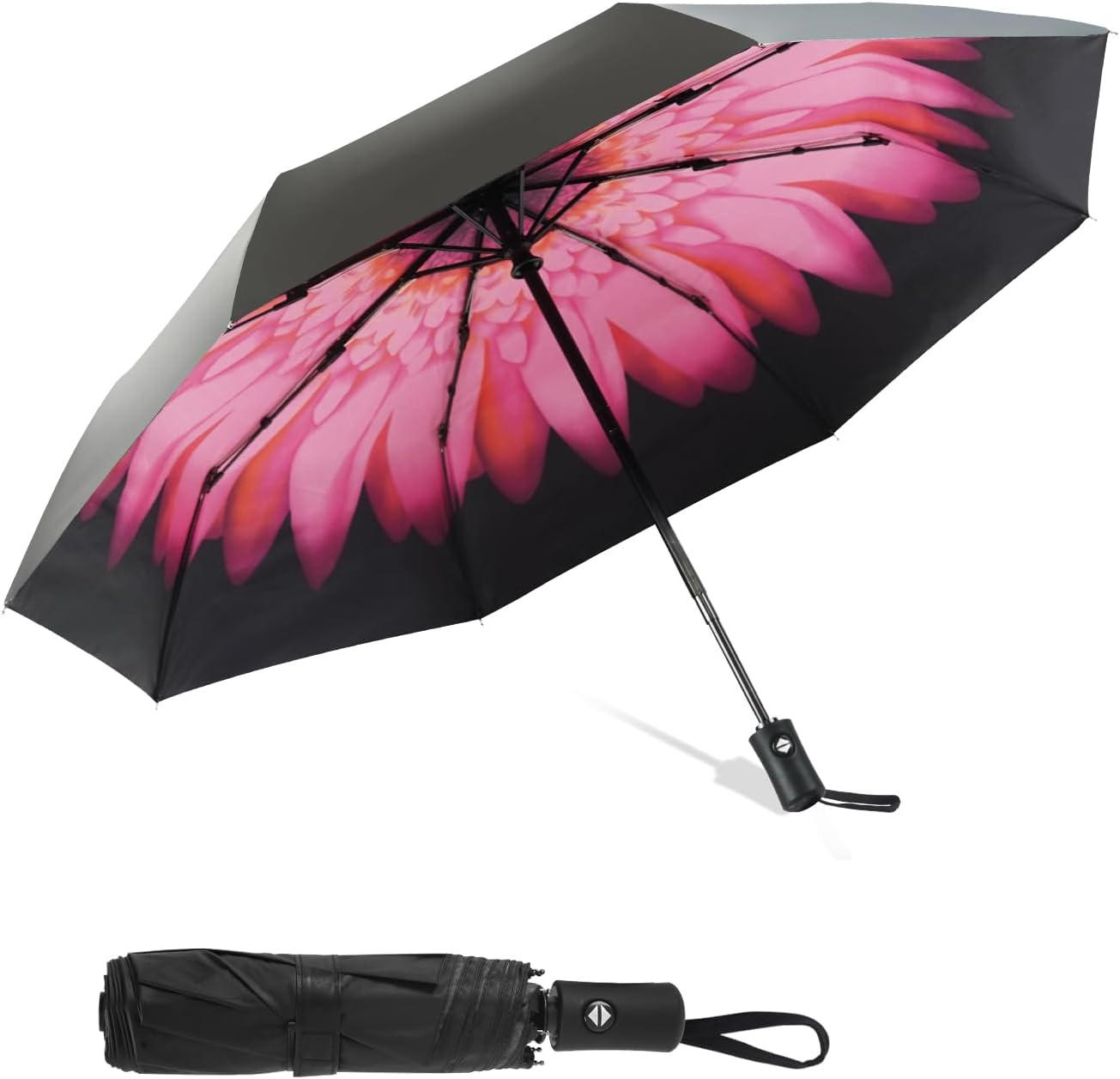 SY COMPACT Travel Umbrella - Windproof Automatic Compact Umbrella for Rain, Lightest 8-Rib, Small, Strong & Portable, Durable Grip, Fits Backpack & Car, Factory Direct (UV Available)
