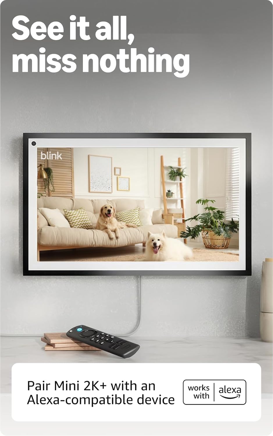 Blink Mini 2K+ (newest model) – Plug-in Home & Pet Indoor Security Camera with 2K video resolution, night vision, enhanced audio, motion detection – 1 camera (White)