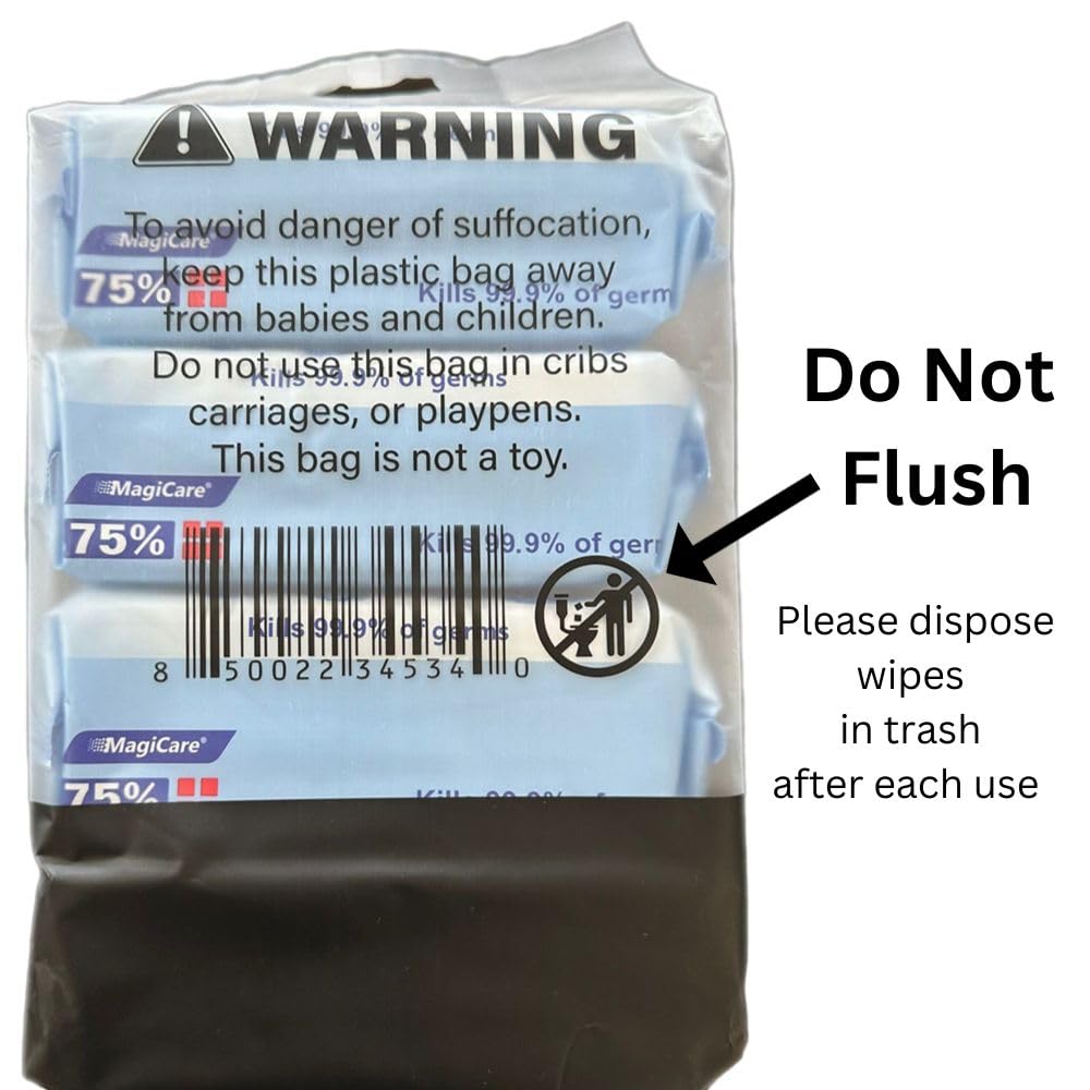 MagiCare 75% Large Alcohol Wipes (4, 80ct Packs, 320ct) - Hand Sanitizer Wipes, Unscented Hand Wipe, Cleaning, Sanitizing Wipe - Travel, Home, Office, Classroom, Car, Camping - Soft Packs