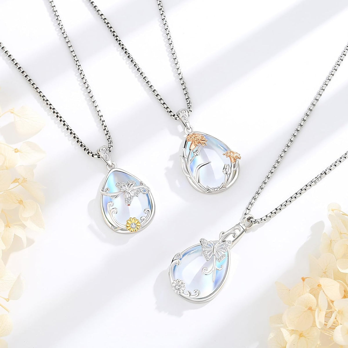 EUDORA Moonstone Turquoise Necklace for Women S925 Sterling Silver, Angel Tears Water Droplets Pendant Grandma Necklace Jewelry for Women Gifts for Mother in Law Mothers Day Gifts for Mom, 20"