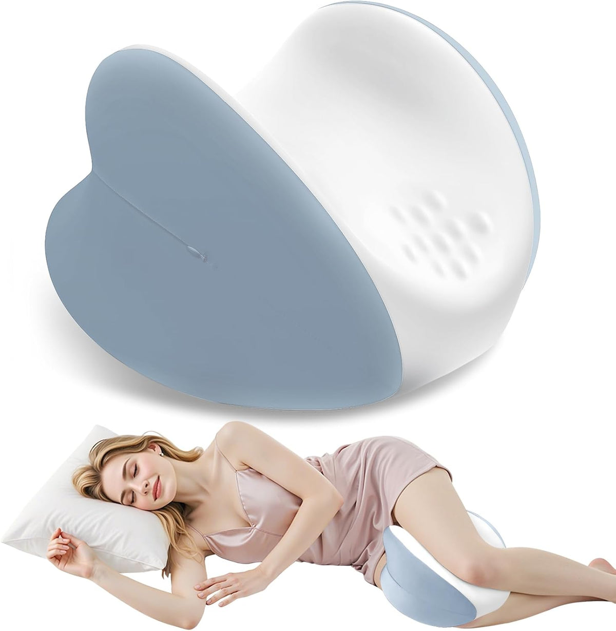 Knee Pillow for Side Sleepers, Leg Pillow with Cooling Cover, Memory Foam Body Pillow for Side Sleeping, Heart-Shape Cushion for Hip, Back & Sciatica Pain Relief, Grey