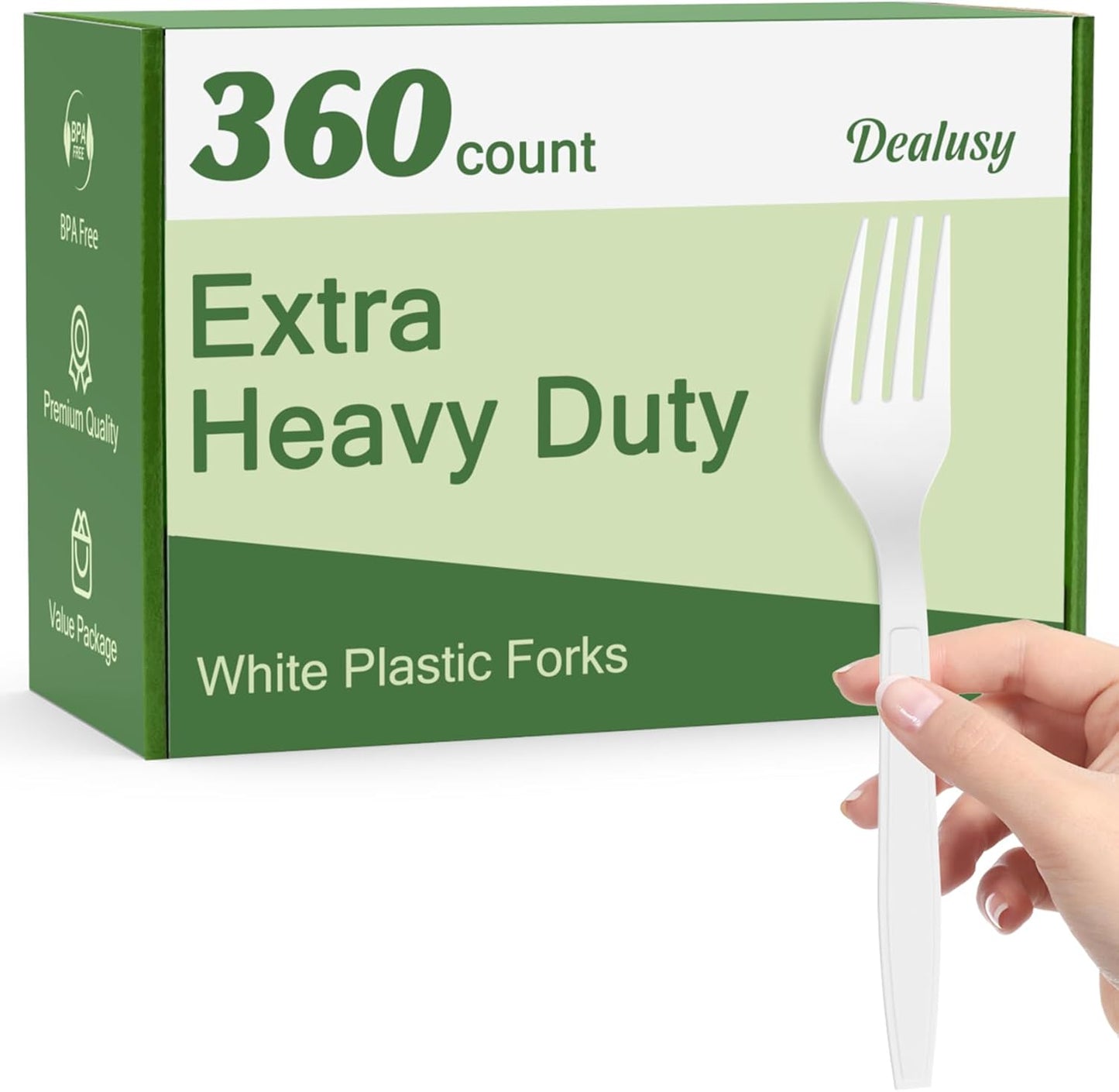 Dealusy 360 Count Extra Heavy Duty Clear Plastic Forks Disposable, BPA-Free, Heat Resistant, Solid and Durable Disposable Forks Bulk, Premium Plastic Forks heavy duty for Party Supply