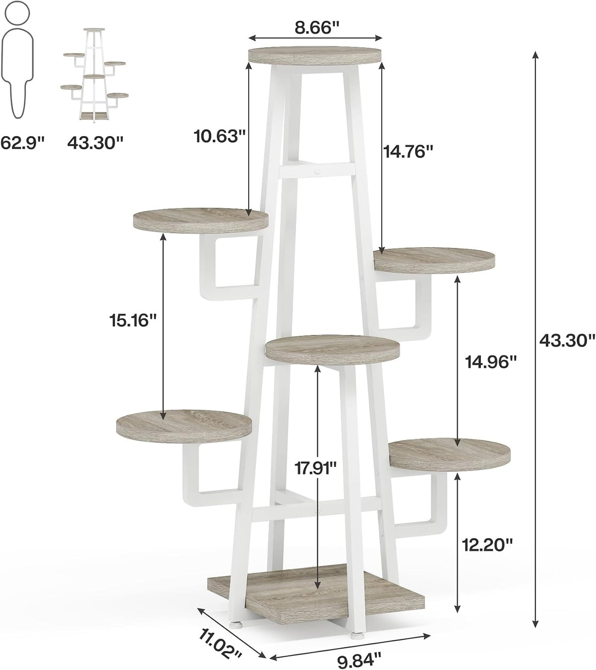Tribesigns 7 Tier Plant Stand Indoor, Tall Plant Shelf for Multiple Plants, Wooden Corner Plant Pots Holder Rack Flower Stand Shelf Planter Organizer for Living Room Balcony Garden, Beige Brown