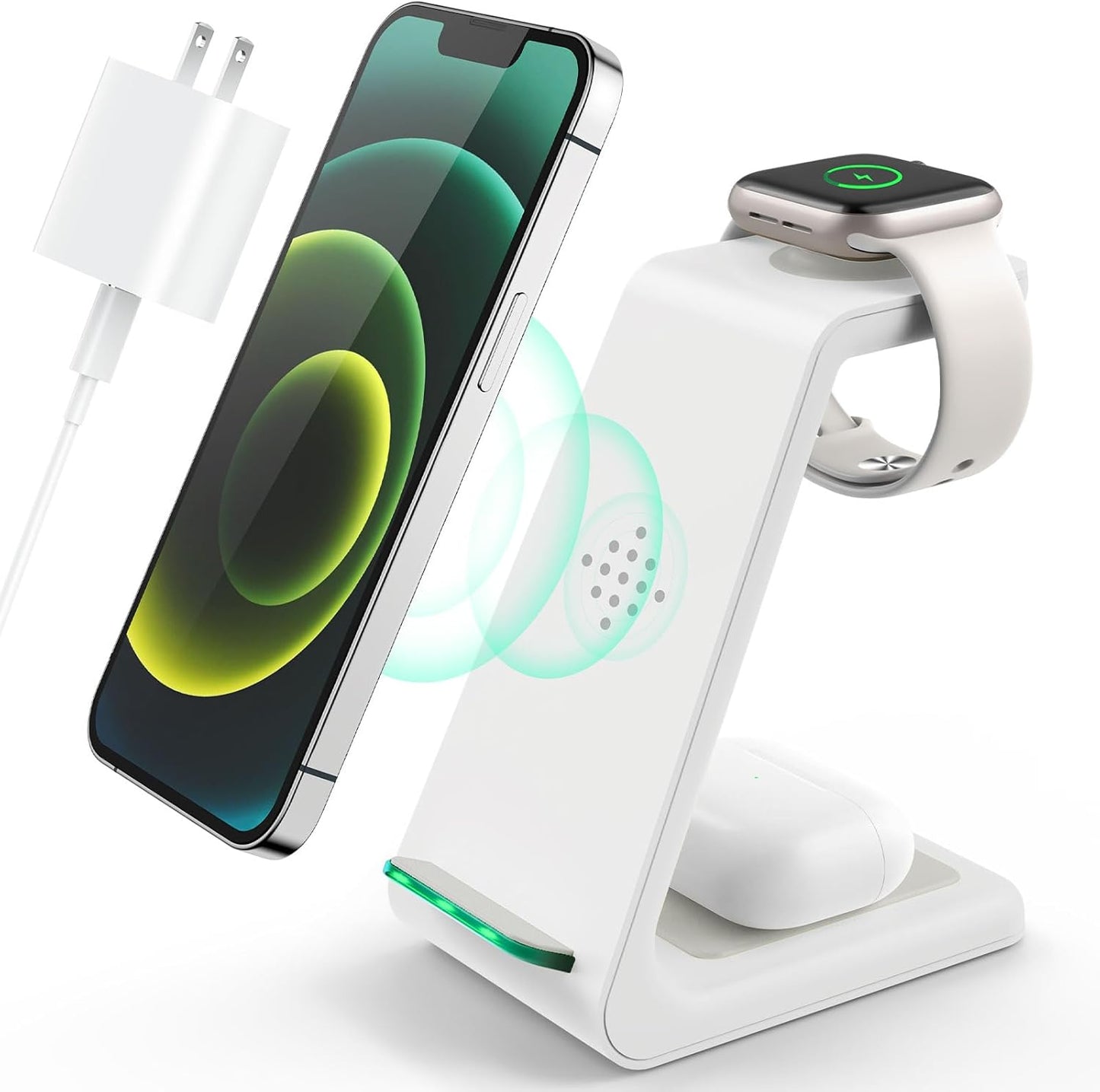 3 in 1 Wireless Charging Station, 2026 Upgraded Fast Desk Charger Station for iPhone 17 16 15 14 13 12 Pro Max Plus, Charger Stand for Apple Watch 10 9 8 7 6 5 4 3 2 SE, Airpods 4 3 2 Pro(Blue)