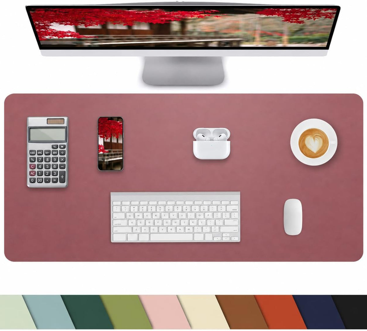 Non-Slip Desk mat,PULeather Desk Pad Protector, Office Desk Mat, Large Mouse Pad,Desk Blotter, Laptop Desk Pad, Waterproof Desk Writing Pad for Office and Home (Coffee, 35.4" x 17")