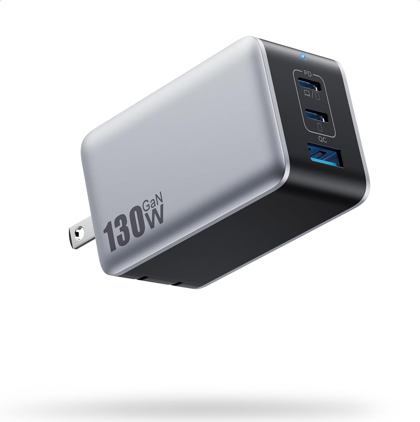 128W USB C Wall Charger,GaN III 3-Port Fast Charging Station,PD QC Foldable Charger Block Portable 65W Laptop Adapter for MacBook Pro/Air,iPad Pro,Galaxy S23,Dell XPS 13,iPhone 17/16/Pro etc