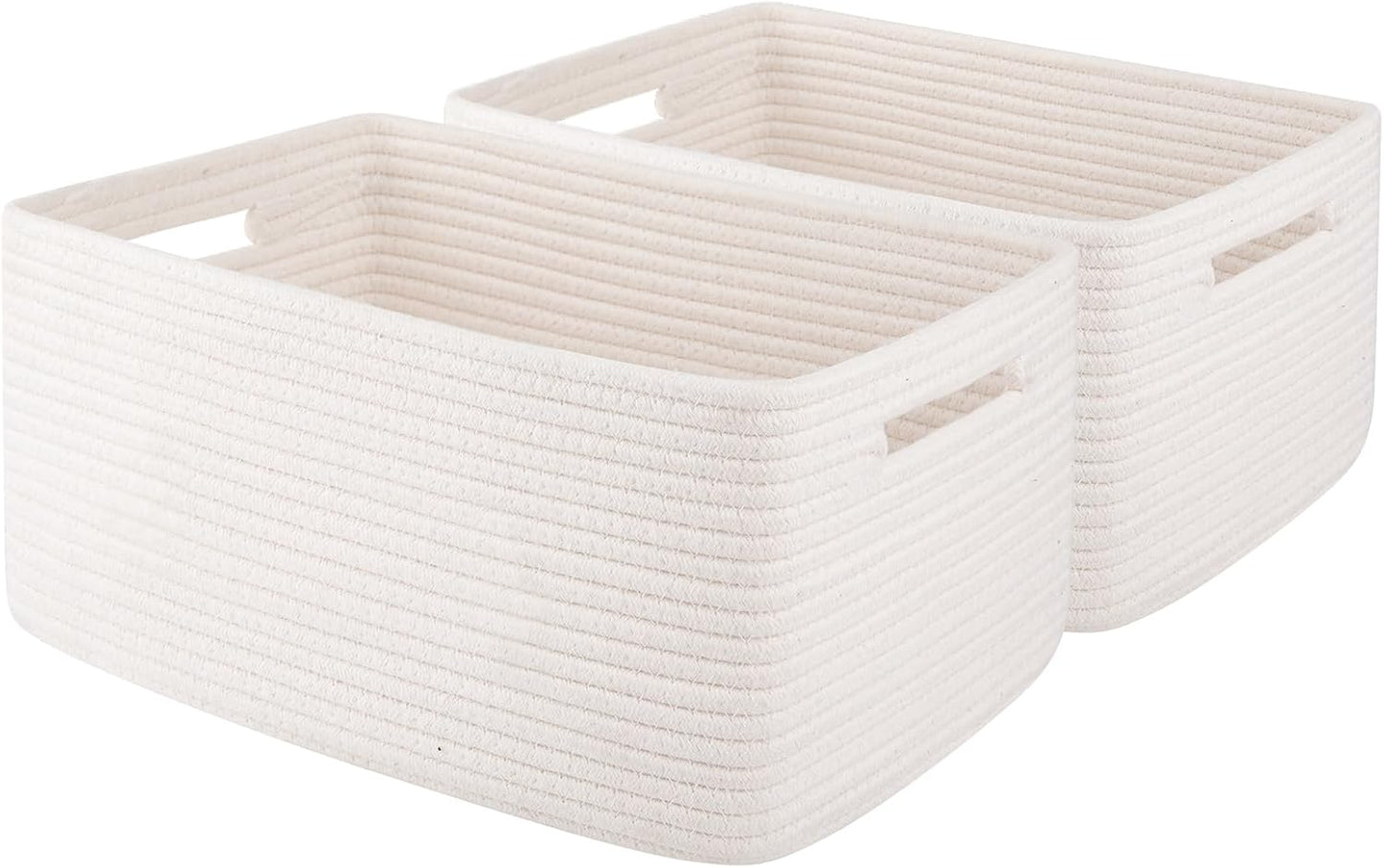 OIAHOMY Storage Basket for Shelves, Closet Cube Storage Bins Baskets for Clothes Blanket Towels, Baby Nursery, Toy Baskets Box, Woven Rope Basket, 15.75 * 11.81 * 7.09 IN, 2 Packs Black