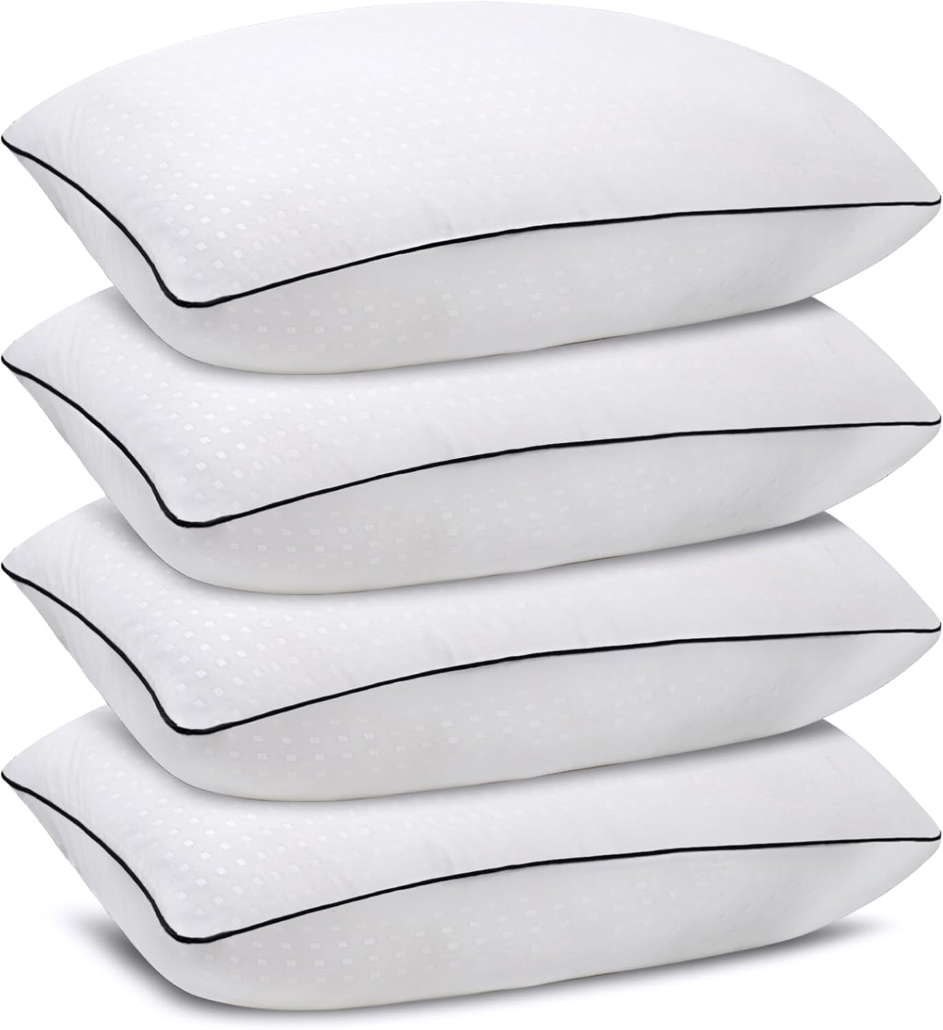 Standard Size Bed Pillows for Sleeping 4 Pack,Luxury Hotel Pillows,Comfortable and Supportive,Machine Washable,Suitable for Stomach,Back and Side Sleepers.(Black)