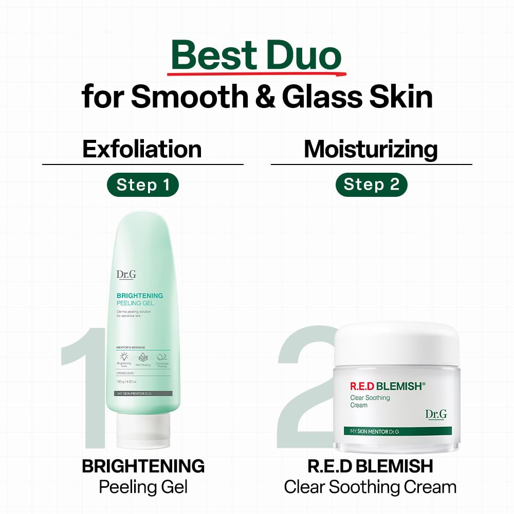 Dr. G R.E.D. Blemish Clear Soothing Cream - Calming Korean Moisturizer for Redness - Soothes Acne & Irritation - With Centella Asiatica - Long-Lasting Hydration - 2.36 fl oz