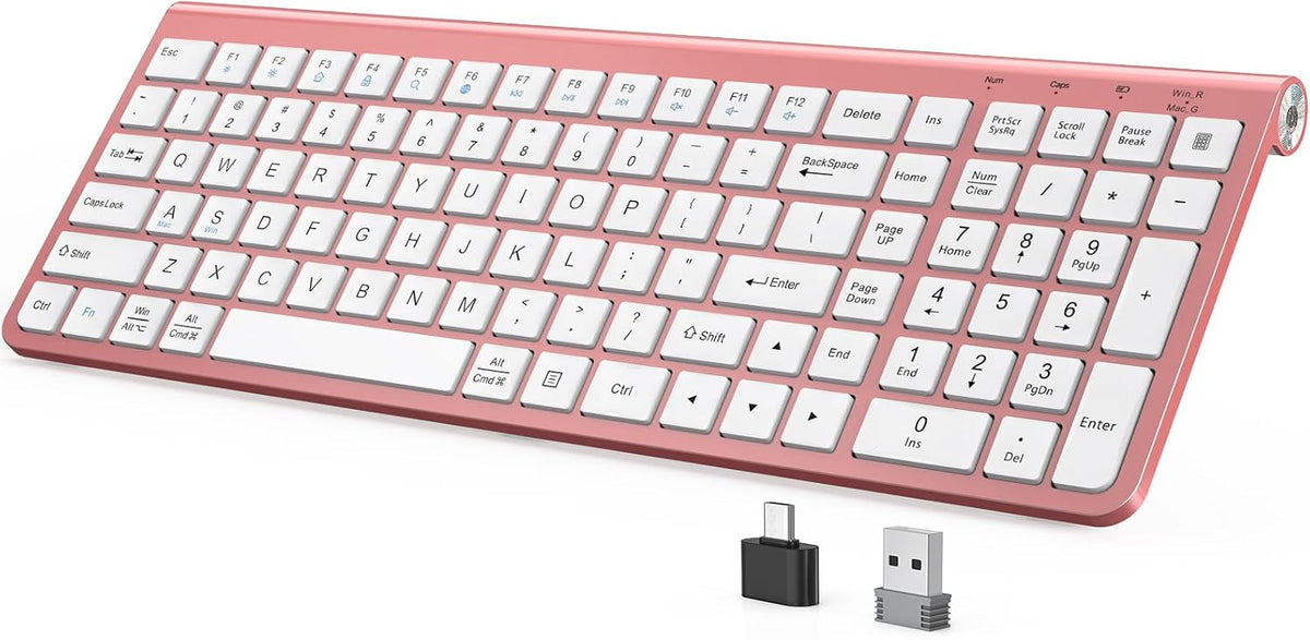 JOYACCESS Black Gold Wireless Keyboard with Low-Profile Keys - 2.4GHz Full-Sized,Windows & Mac OS, Quiet,Ergonomic Keyboard for Computer, Laptop, PC, Mac,Windows- Gold