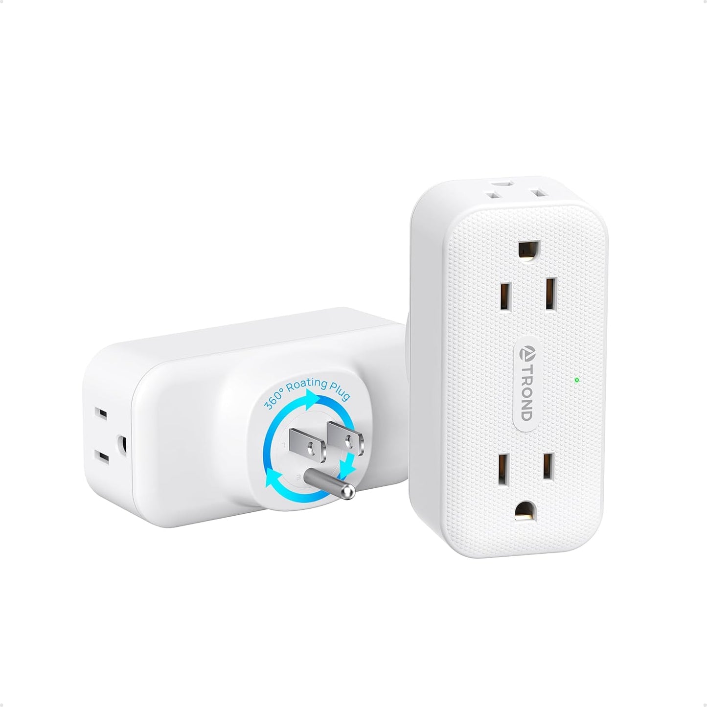 TROND Surge Protector Outlet Extender with 360 Rotating Plug, 4 AC Plug Adapter, 900 Joules Surge Protection, A Small Charging Station, 3-Sided Outlet Splitter for Home Office Travel Dorm, White