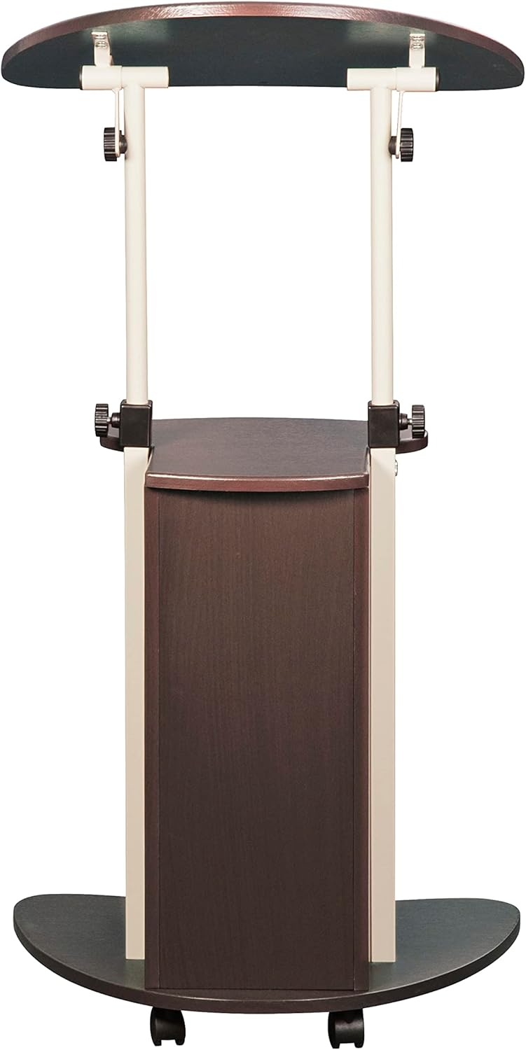Techni Mobili Sit-to-Stand Rolling Adjustable Storage Medical Laptop Computer Cart, Chocolate, B005