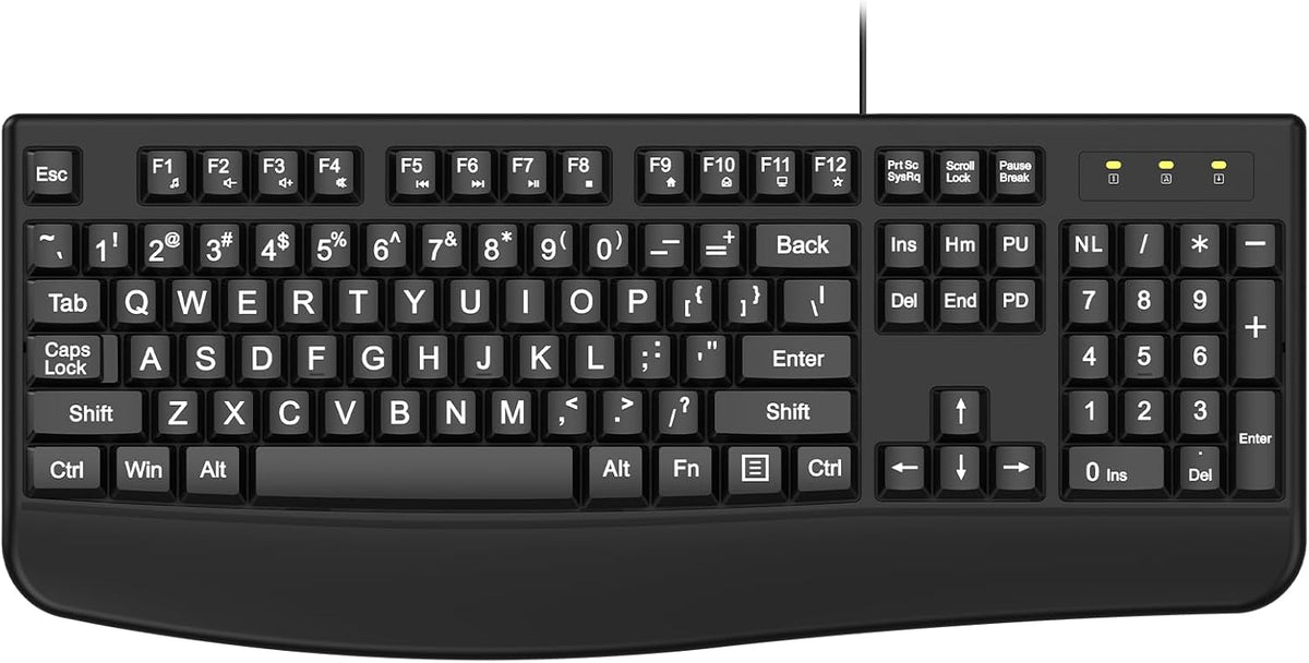 QUASIO Wireless Keyboard, 2.4G Full-Sized Ergonomic Wireless Computer Keyboard with Wrist Rest for Windows, Mac OS Laptop/PC/Desktop/Notebook(Black)
