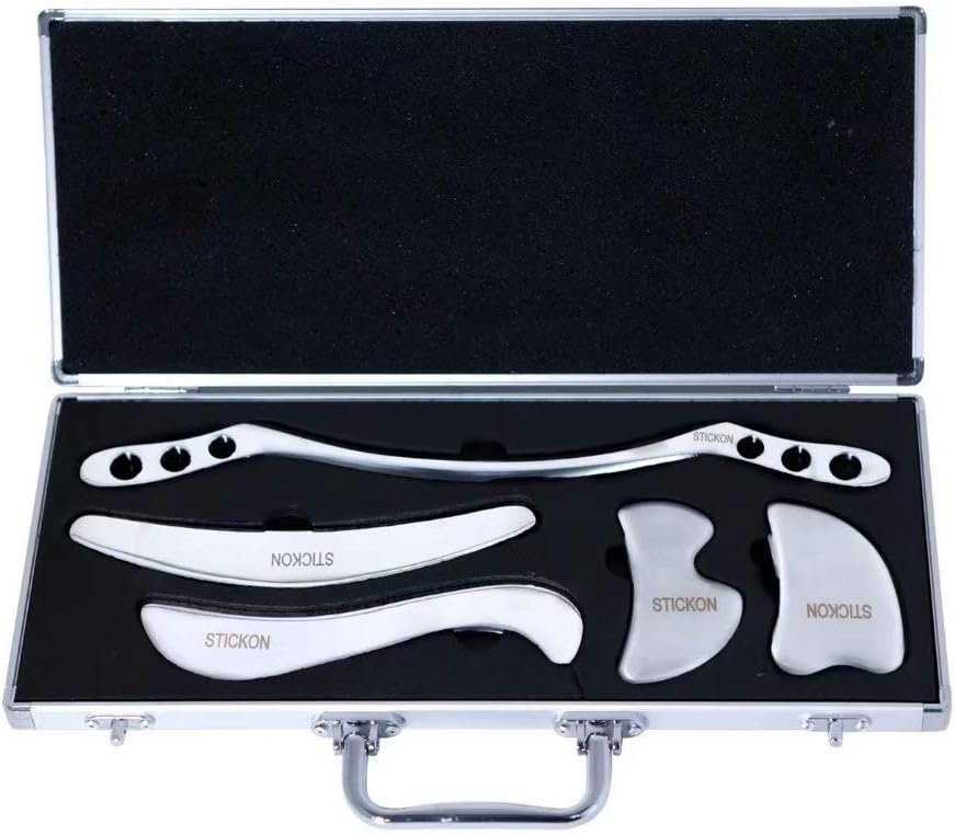 STICKON Stainless Steel Gua Sha Scraping Massage Tool Set IASTM Tools Great Soft Tissue Mobilization Tool (O Shape)