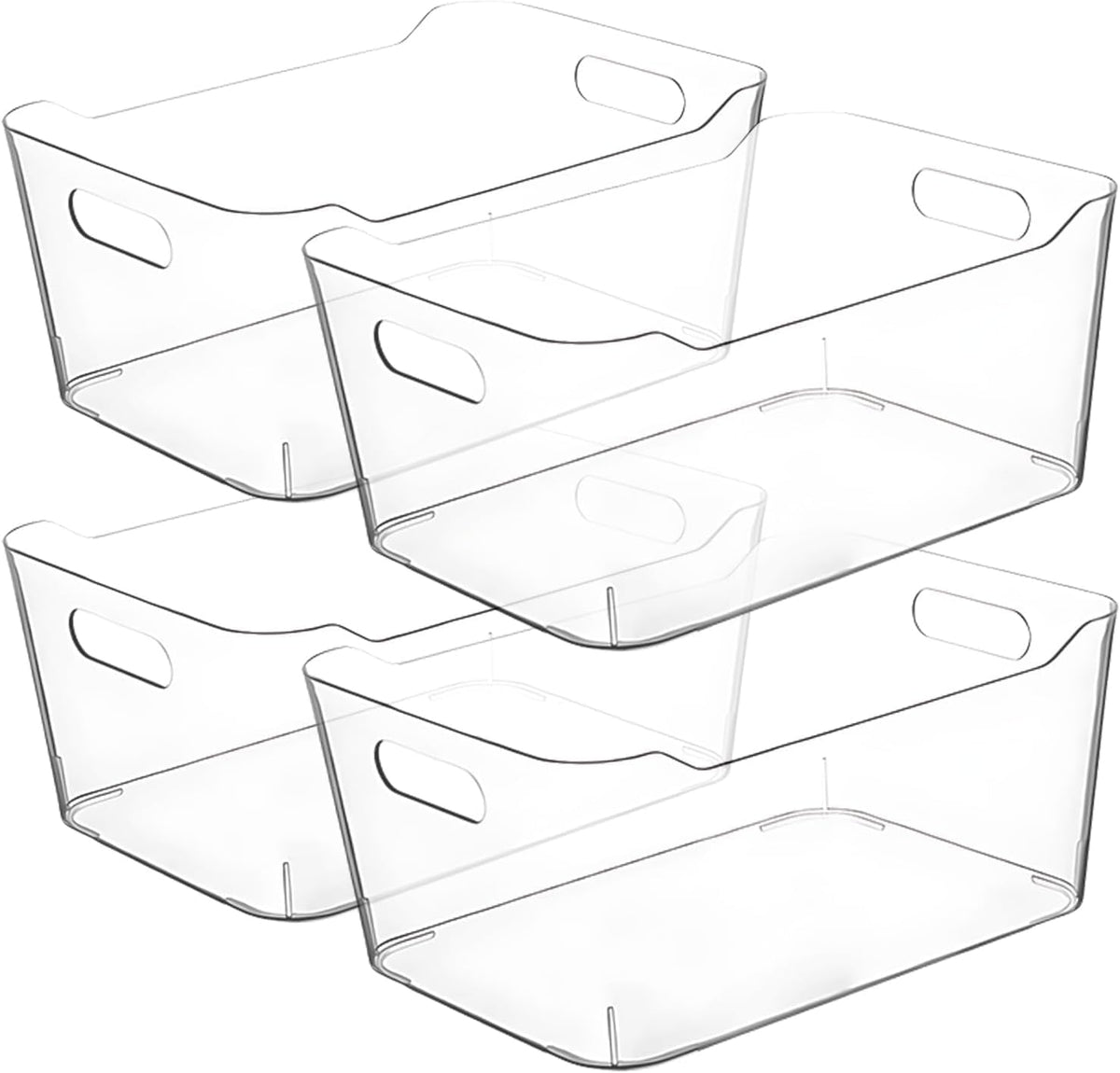 Clear Plastic Storage Bins for Kitchen Organization or Pantry Organizers and Storage, Freezer Fridge Organizer Storage Containers Bin for Organizing Refrigerator Medicine Closet Cabinet Organizers