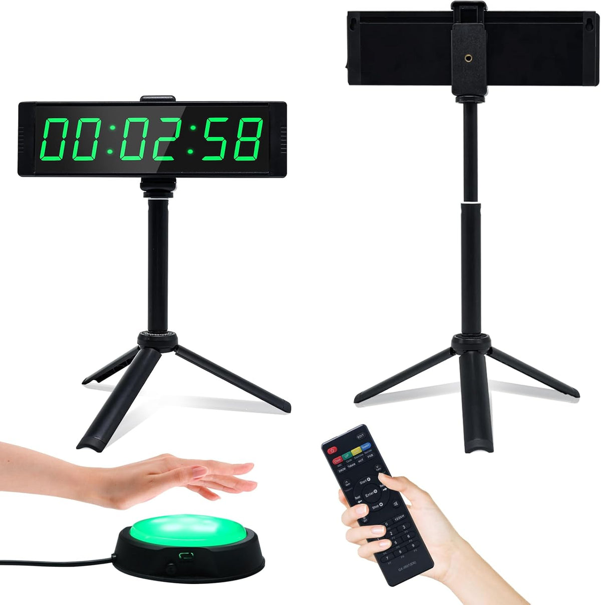 YZ Gym Timer Clock for Home Gym, Fitness Timer with Stopwatch Button, Large Digital Stopwatch Countdown Clock, 12/24H Digital Wall Clock