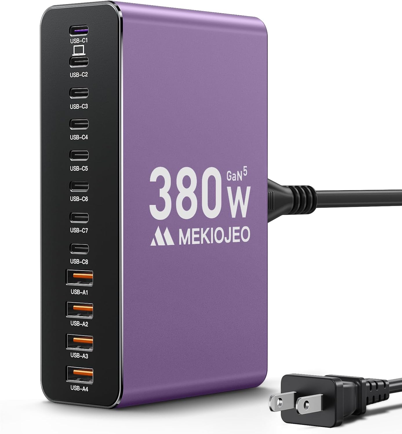 12 Ports Aluminum Alloy 380W Charging Station Fast USB C Charger Block 65W Laptop GaN Charger for MacBook Pro/Air/iPad Pro/iPhone (Gray)