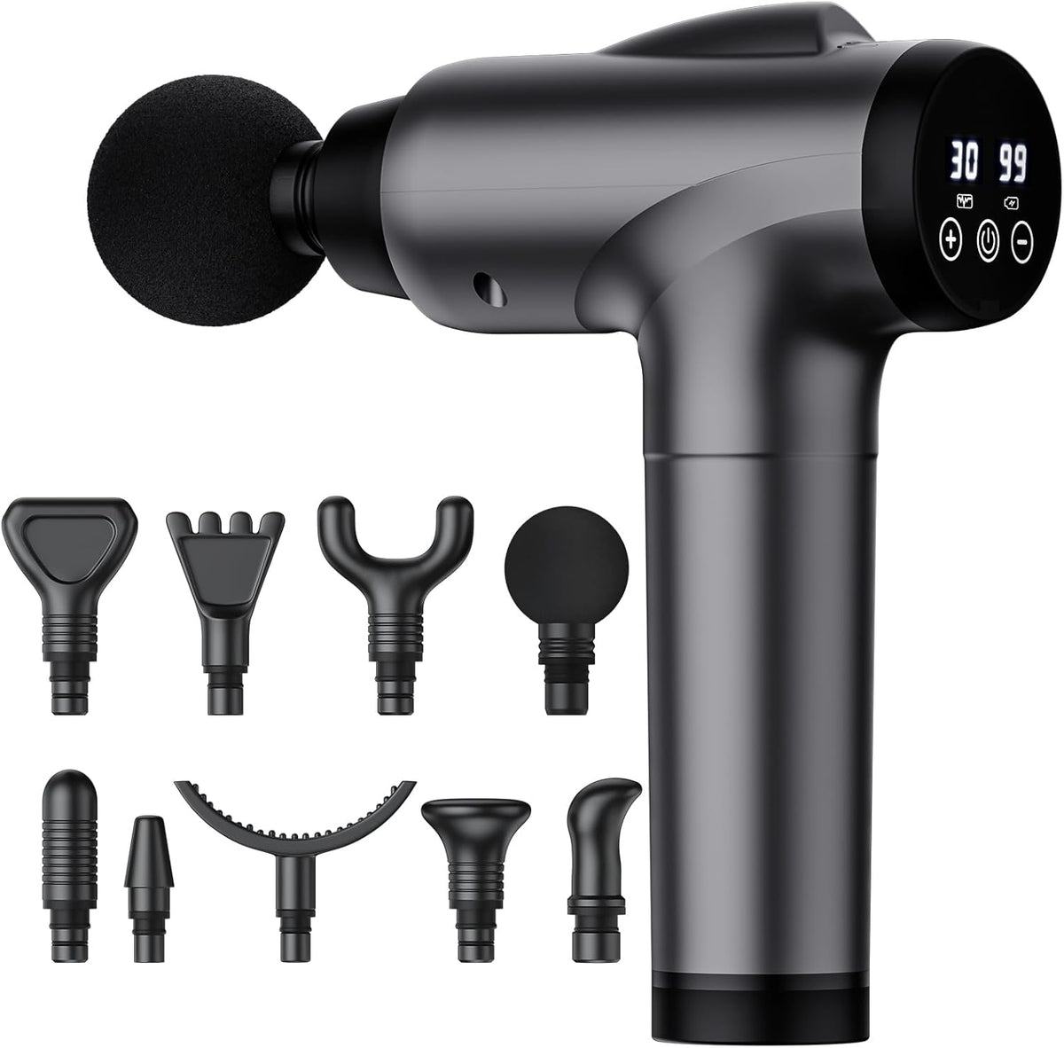 OLsky Massage Gun Deep Tissue 30 Speeds 9 Attachments Handheld (Black)