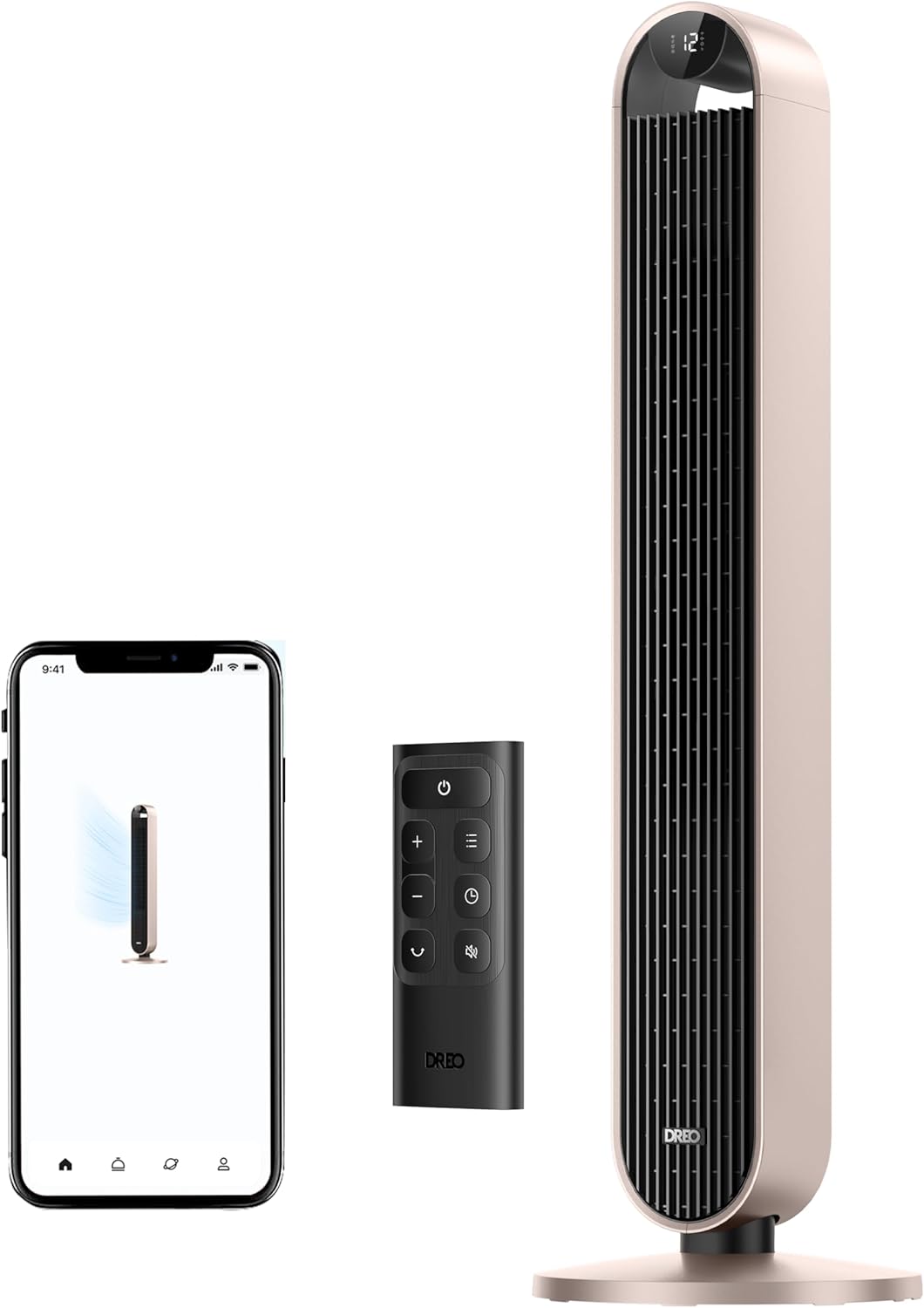 DREO Tower Fan for Bedroom, 42 Inch 120° Oscillating Fan, 20dB Quiet DC Motor, 28ft/s Velocity Bladeless Standing Fan with 12 Speeds, 4 Modes, 12H Timer Cooling Fans for Home, Living Room