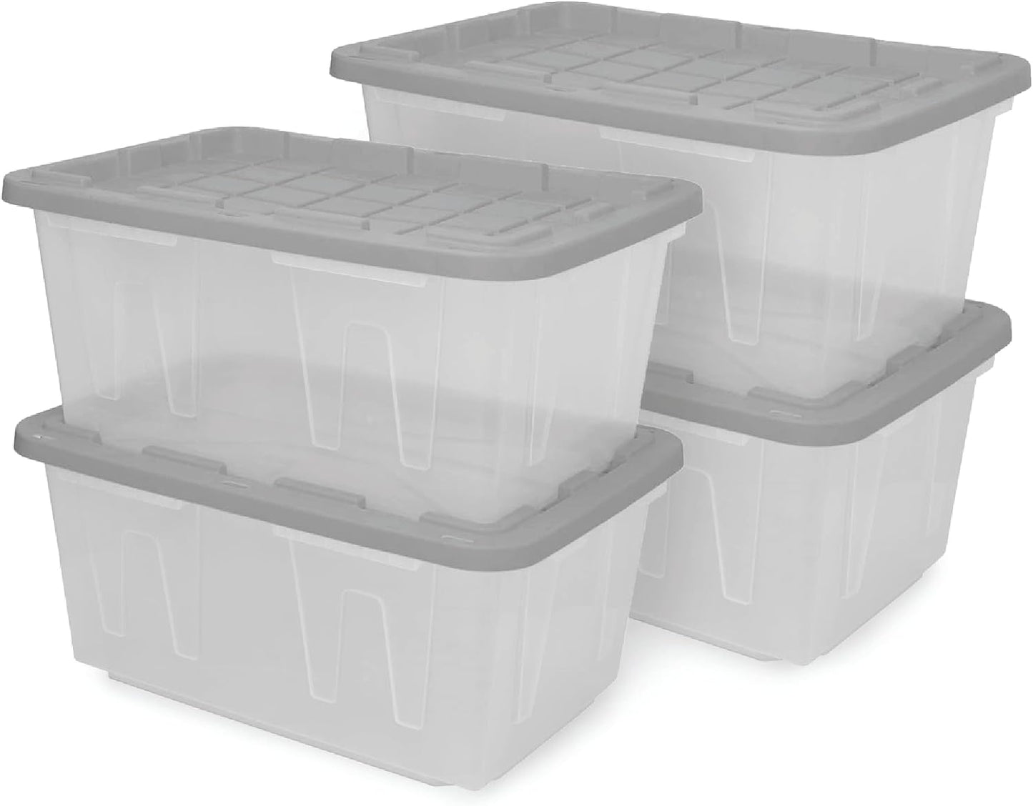 CX 27-Gallon Heavy Duty Clear Stackable Storage Bins with Lids, 2 Pack Clear/Yellow