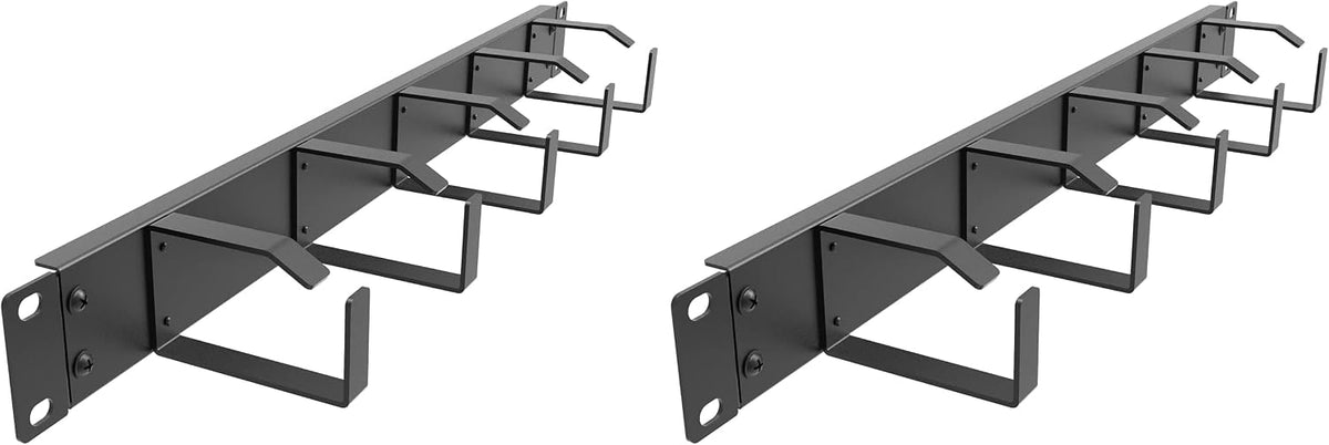 19-Inch 1U Metal Horizontal Rackmount 5 D-Rings Cable Manager