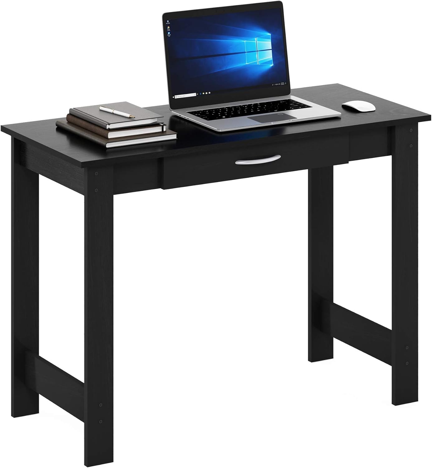 Furinno Simplistic Desk, 32" Wide Gaming Desk with Monitor Stand, A Frame Computer Desk with Shelf, Office Desk for Home Office, Bedroom, Study Room, Dorm, Amber Pine