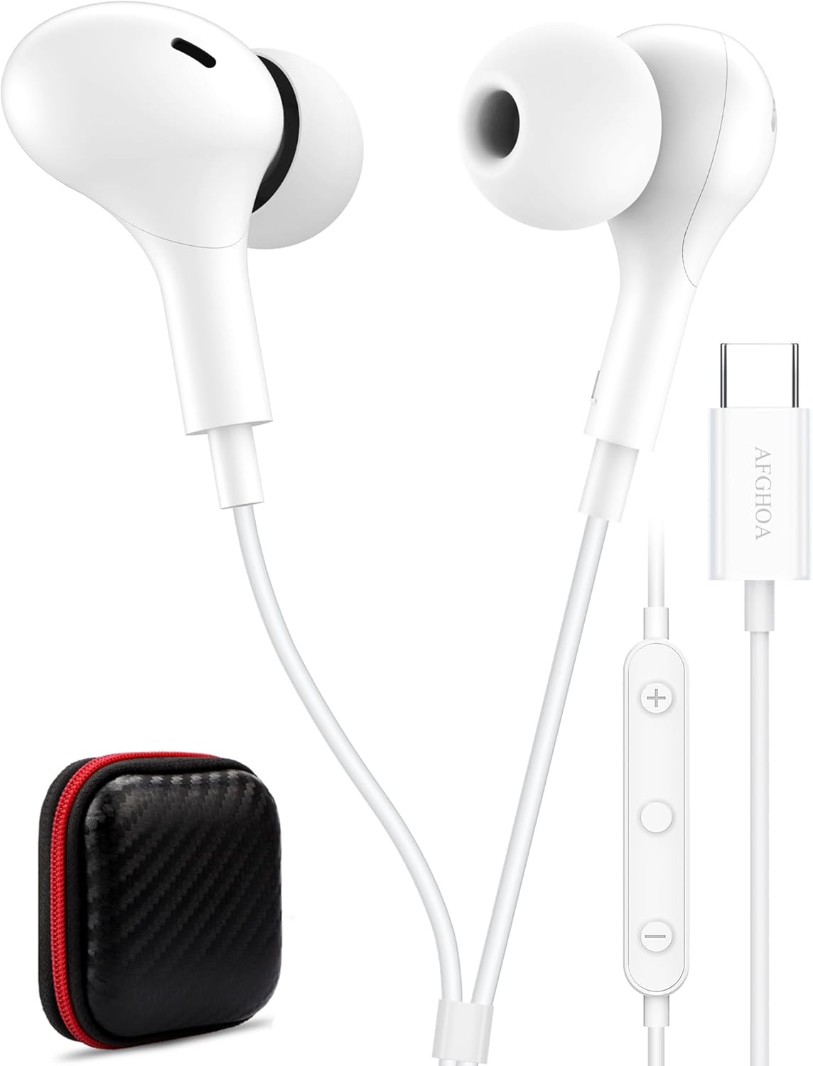 USB C Headphone for Samsung S26 S25 FE S24 A16 A17 Wired Earbuds Magnetic in-Ear Type C Earphone with Microphone Volume Control Bass Stereo Noise Canceling for iPhone 17 Pro Max 16 16e 15 Pixel 10a 9a